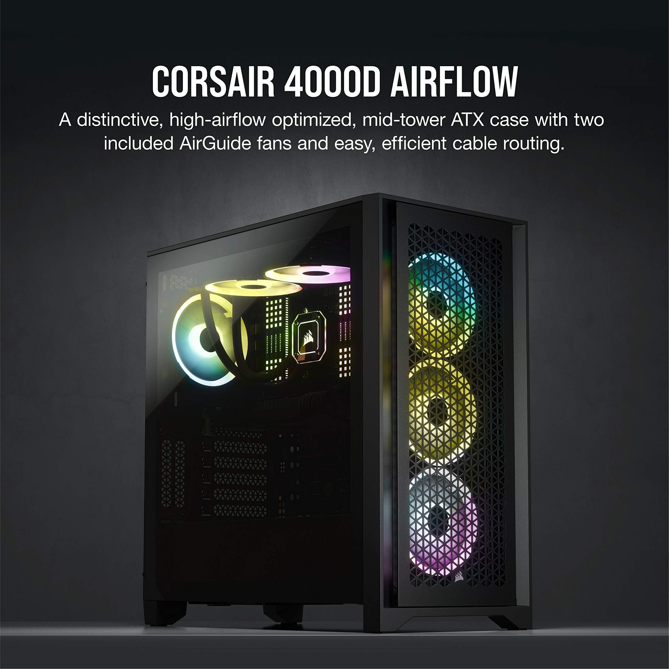 Corsair 4000D Airflow Tempered Glass Mid-Tower Atx Case With Teak Front Panel - High-Airflow - Cable Management System - Spaciou