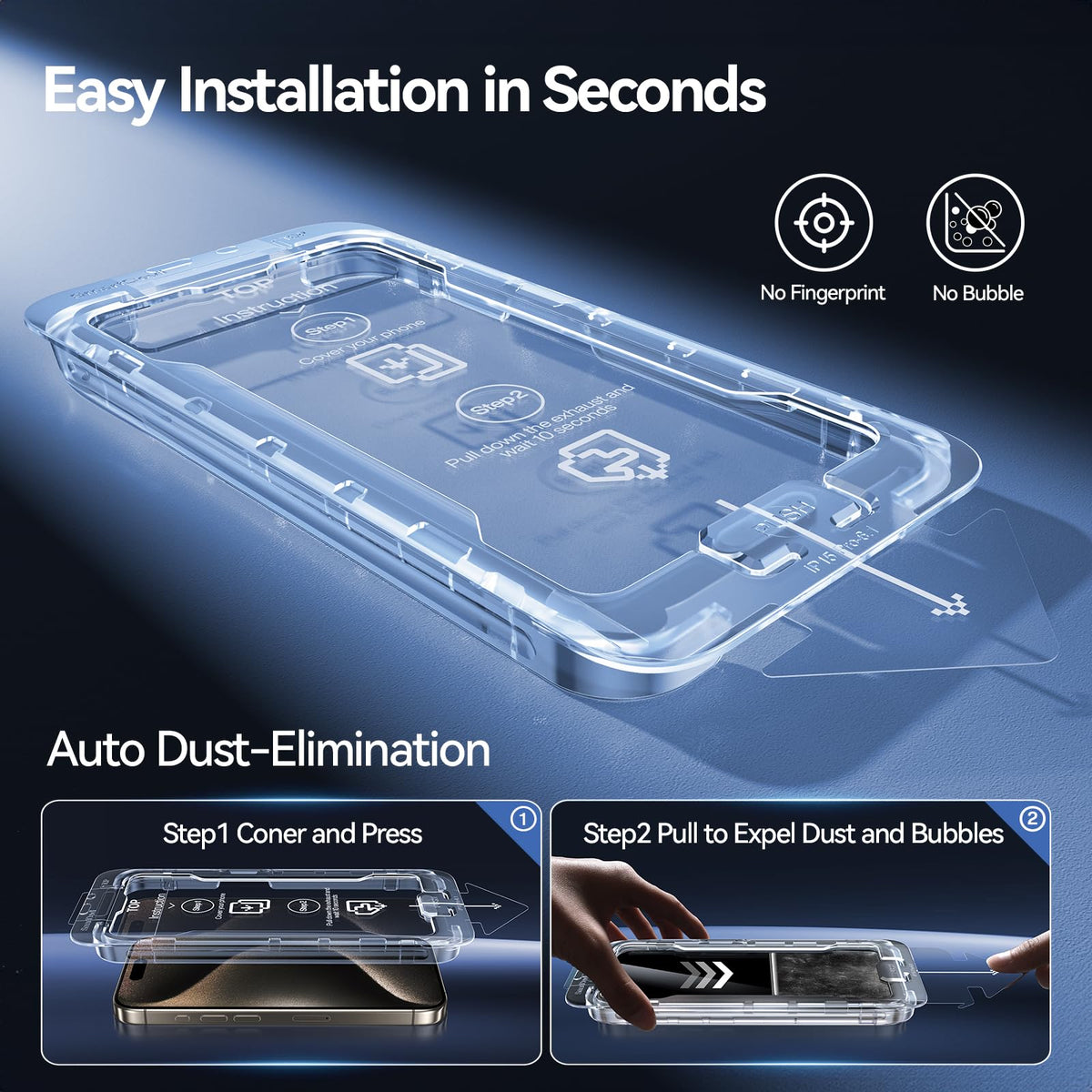 Smartdevil Shatterproof Smartdevil 2Pack For Iphone 15 Screen Protector Privacy, 9H Top ...