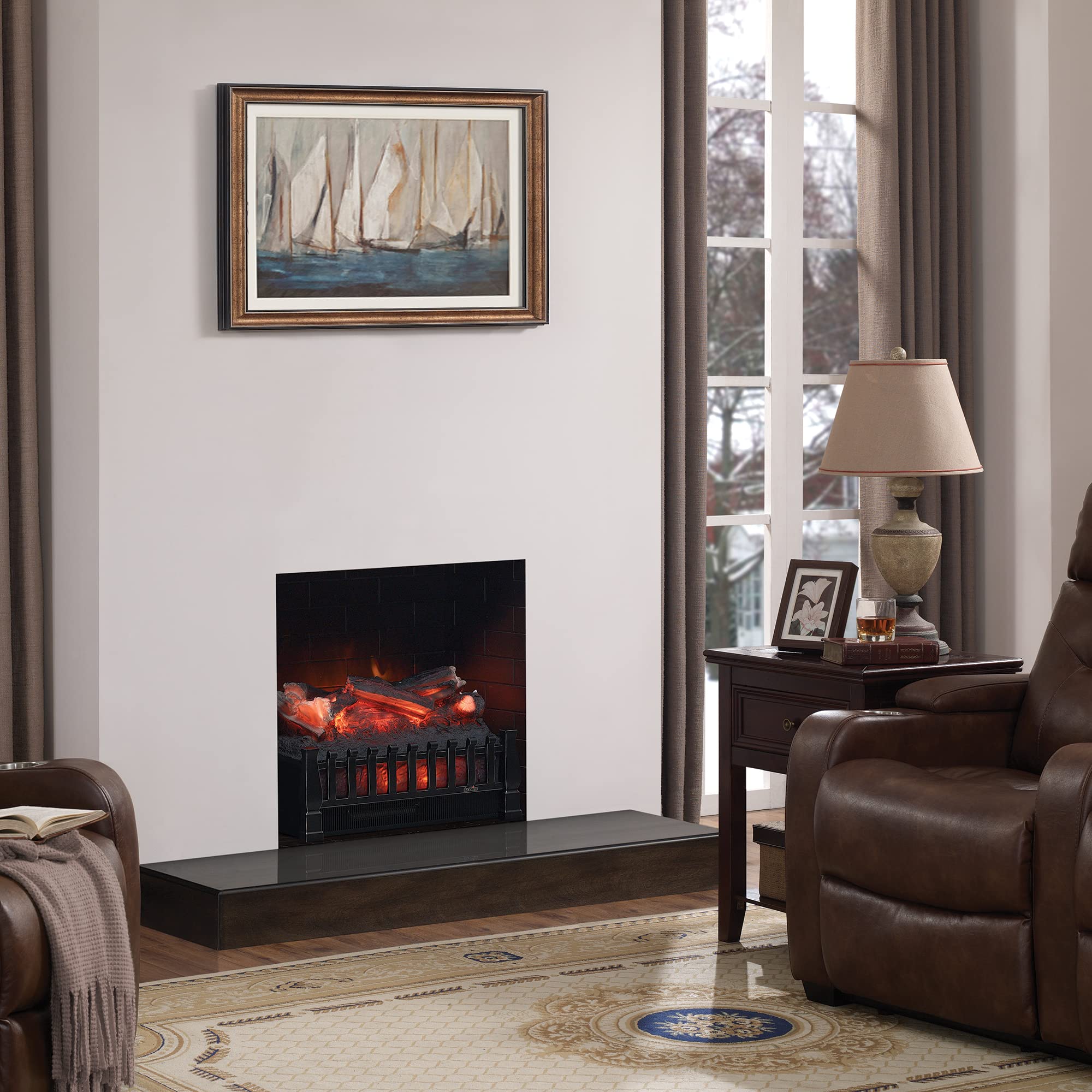 Duraflame Electric Log Set 400 Sq Ft Heater, Faux Logs Insert With Lifelike Flames For Existing Fireplaces, Remote Control Inclu