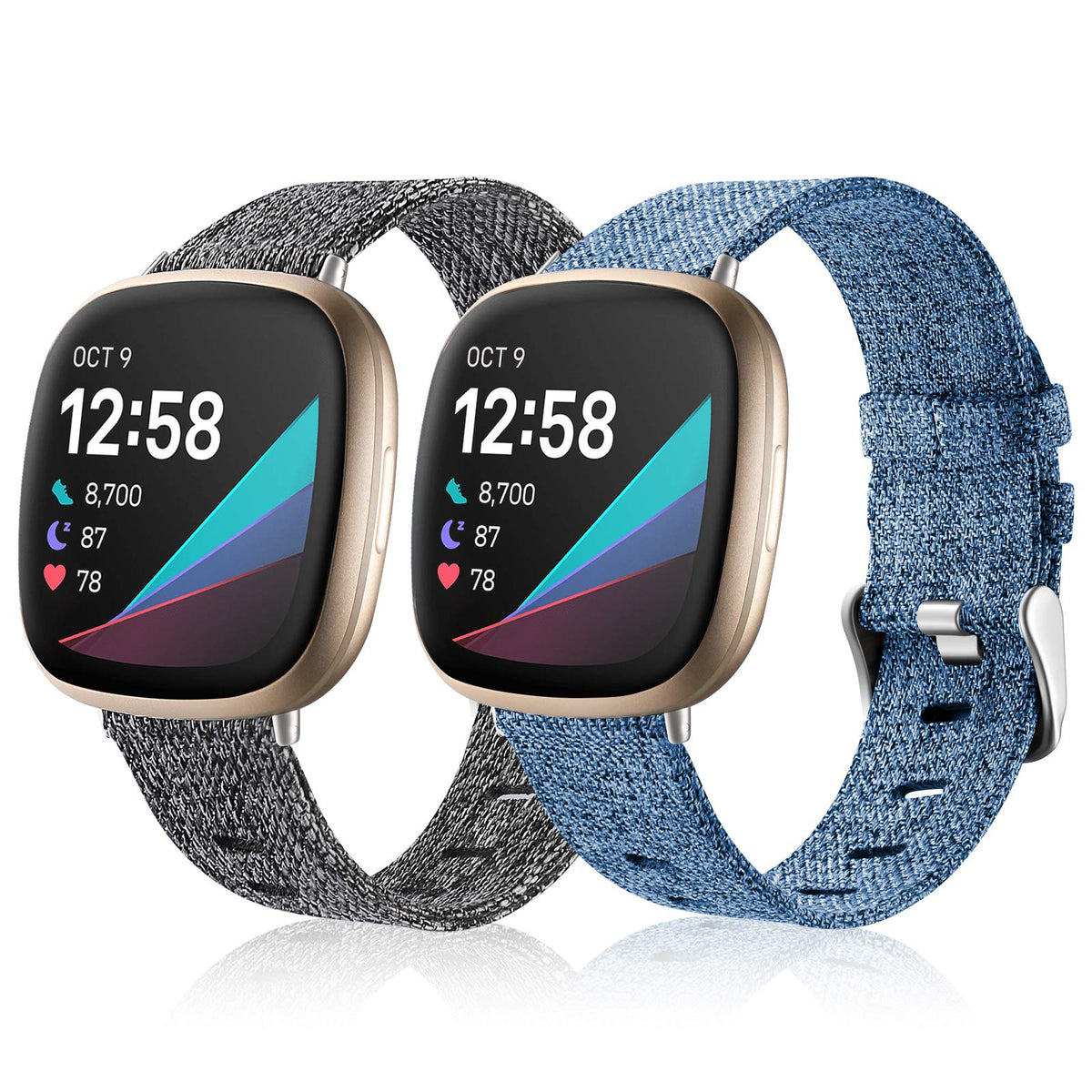 Maledan Bands Compatible With Fitbit Versa 3 & Sense For Women & Men, Breathable Woven Fabric Adjustable Stylish Strap For Versa