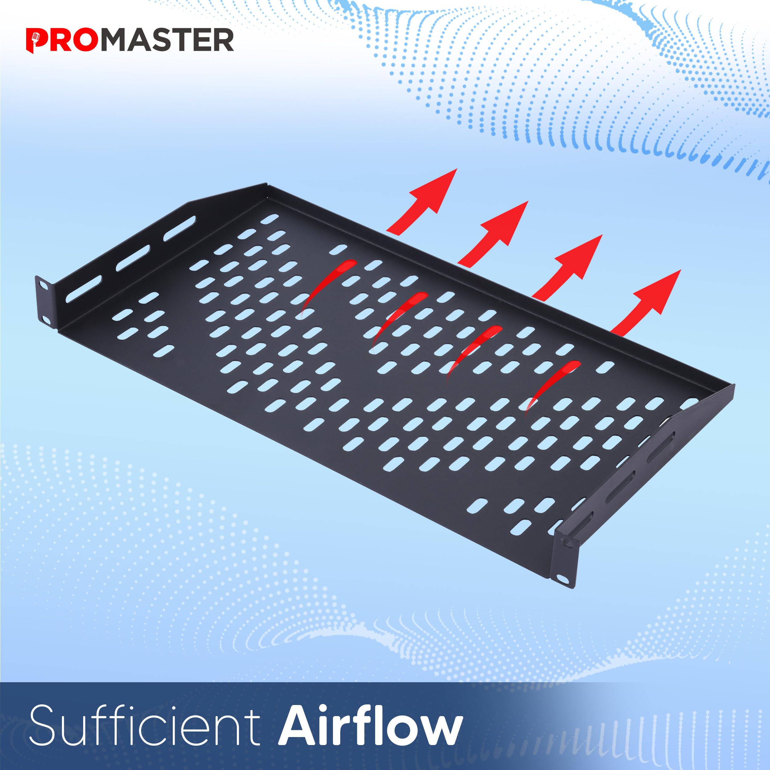 Promaster Server Vented Shelf   19 Inches, 10'' Deep, 1U Universal Integration Server Vented Rack Mounting Tray For Consistent A