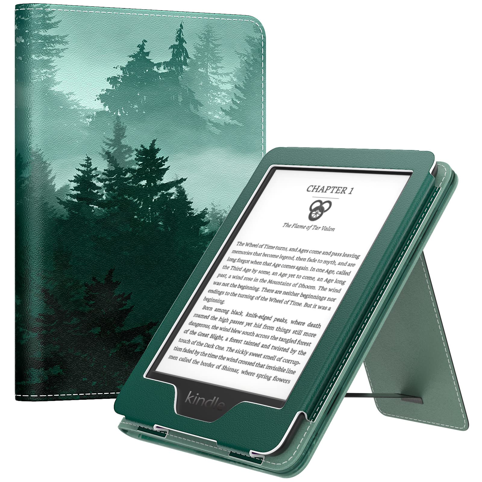 Moko Slim Pu Shell Cover Case For Kindle Paperwhite 2021, Green Forest, Protective And Lightweight