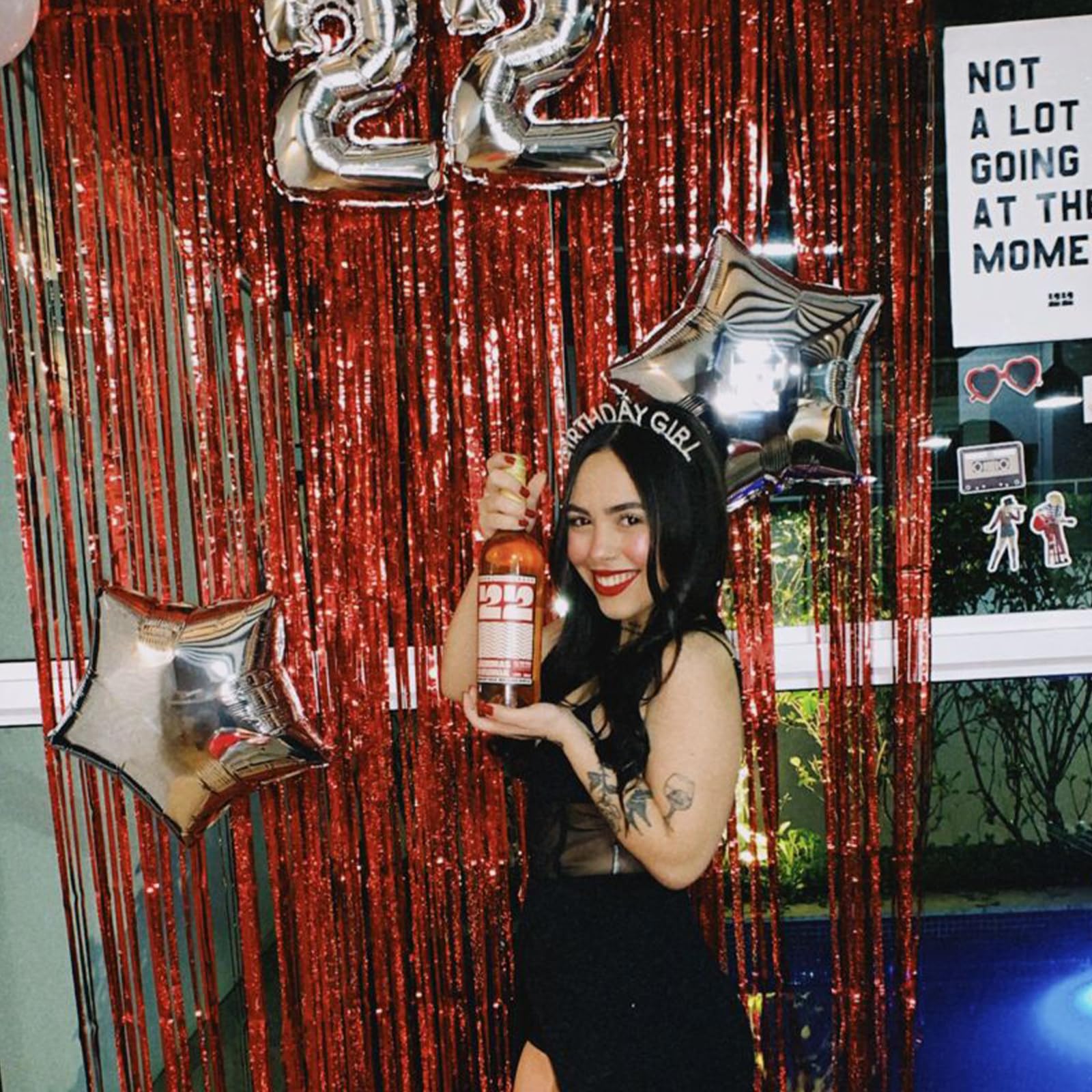 Canrevel 2 Pack 3.3X8.2 Feet Laser Red Foil Fringe Backdrop Curtains, Glitter Tinsel Streamers Birthday Party Decorations, Fring