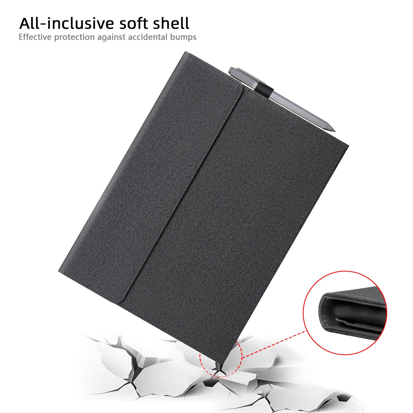Megoo Surface Pro X Case Cover For Microsoft Surface Pro X 13'' With Stylus Pen Holder Multiple Angle Adjustment Folio Stand Pro