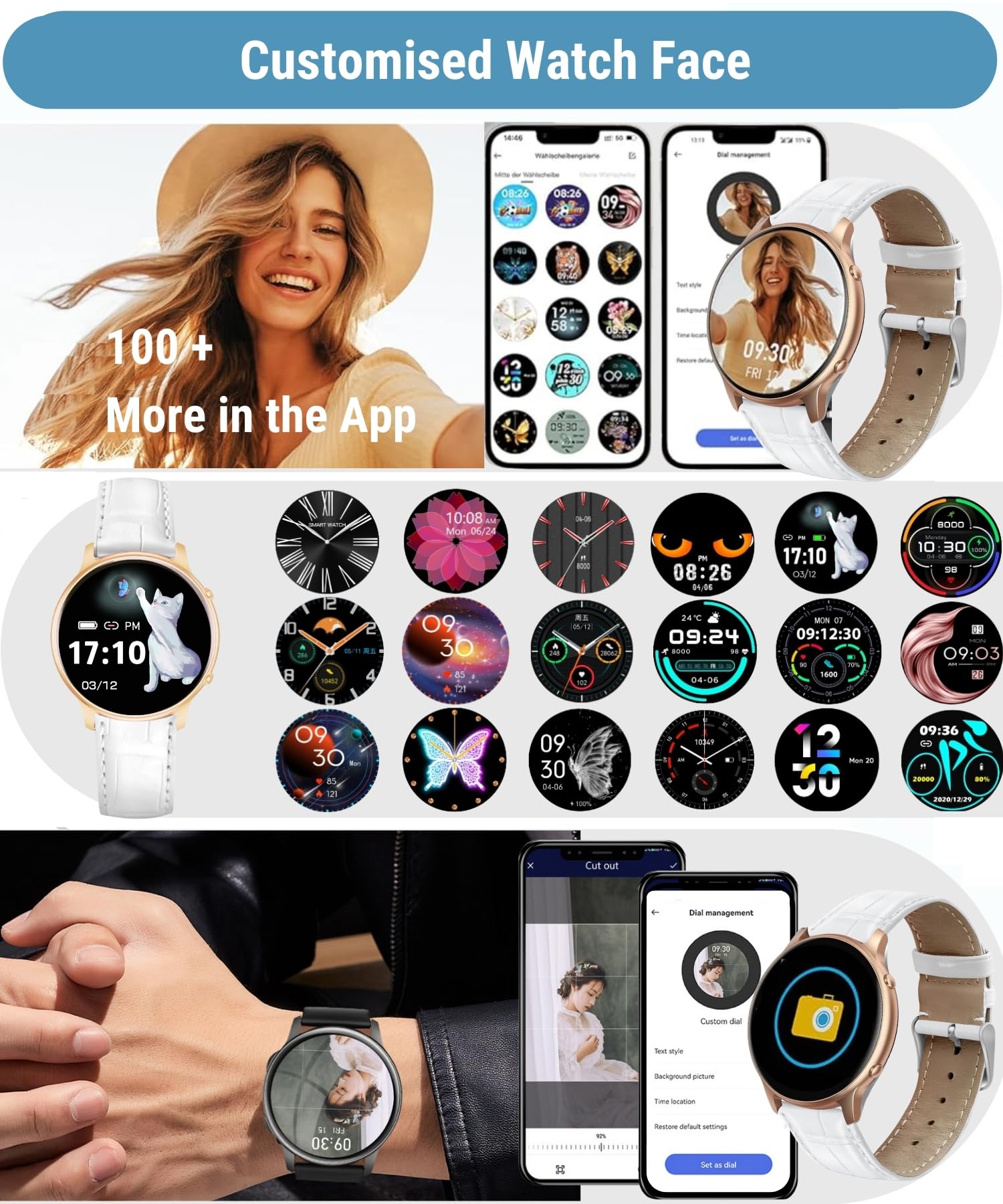 Hoaiyo Smart Watches For Women (Call Receive/Dial), 1.32 Smartwatch With Heart Rate Sleep Calories Counter, Ip68 Waterproof Fitn