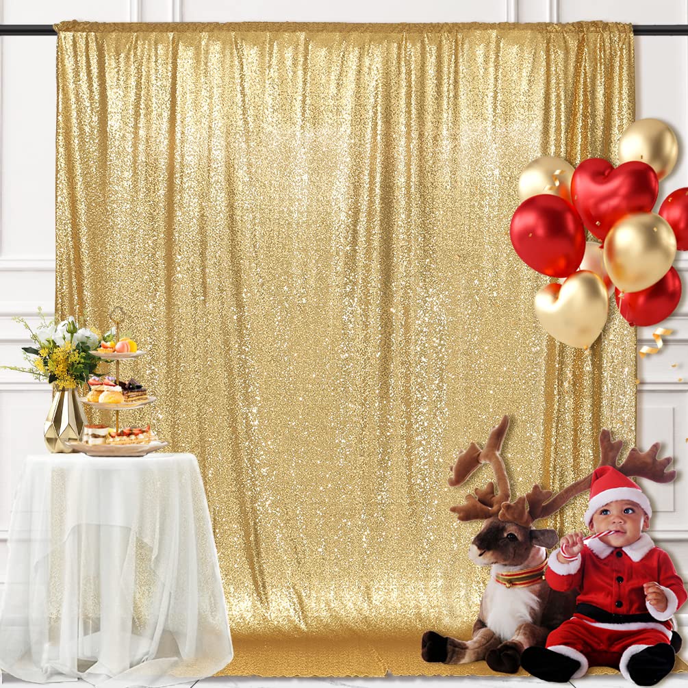 Partydelight Gold 6Ft X 8Ft Sparkly Sequin Backdrop Curtains For Wedding, Party, Room Decorations.