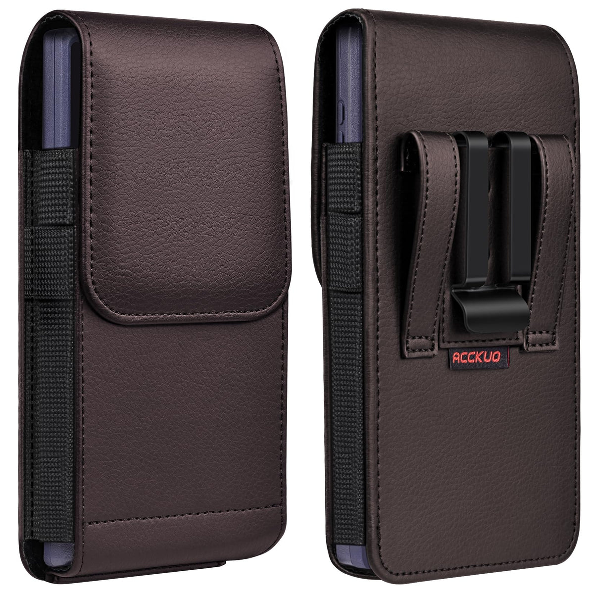 Acckuo Leather Phone Holster With Strong Metal Belt Clip And Magnetic Closure Compatible With Iphone 16/15/14/13/12 Pro Max, Gal