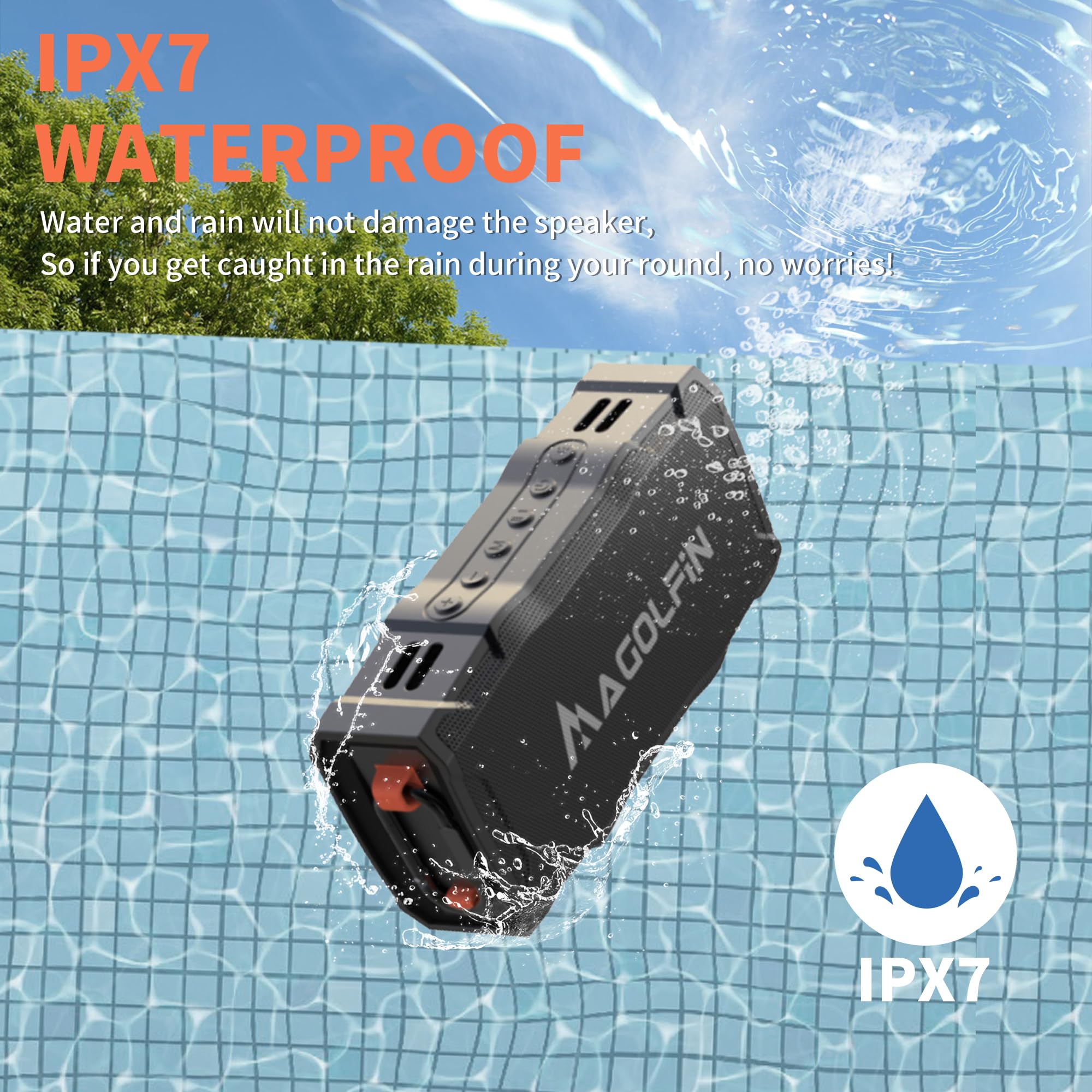 Magolfin Golf Cart Speaker, 36H Playtime Magnetic Bluetooth Speaker For Golf Cart, 30W Loud Stereo Sound Ipx7 Golf Speaker With