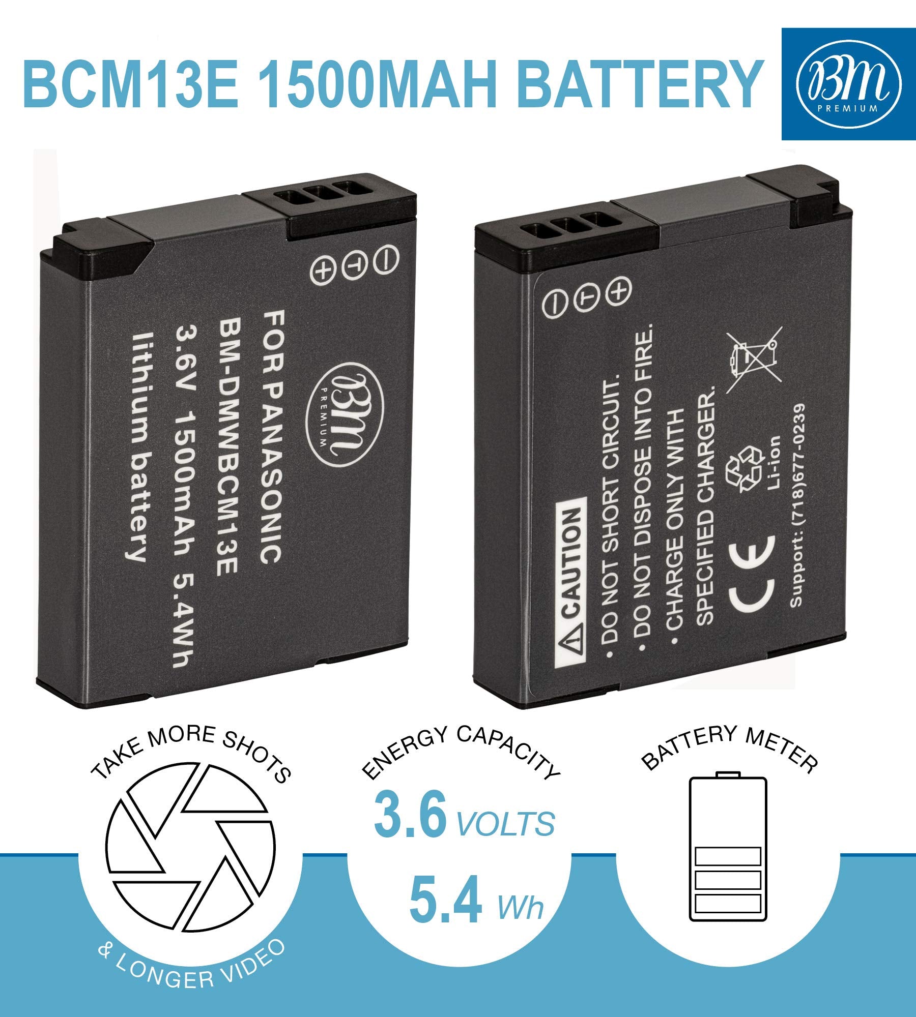 BM 2 Pack of DMW BCM13E Batteries and Dual Battery Charger for Panasonic Lumix DC TS7,DMC FT5A, LZ40, TS5, TS6, TZ37, TZ40, TZ41, TZ55, TZ60, ZS27, ZS30, DMC ZS35, DMC ZS40, DMC ZS45, DMC ZS50 Camera