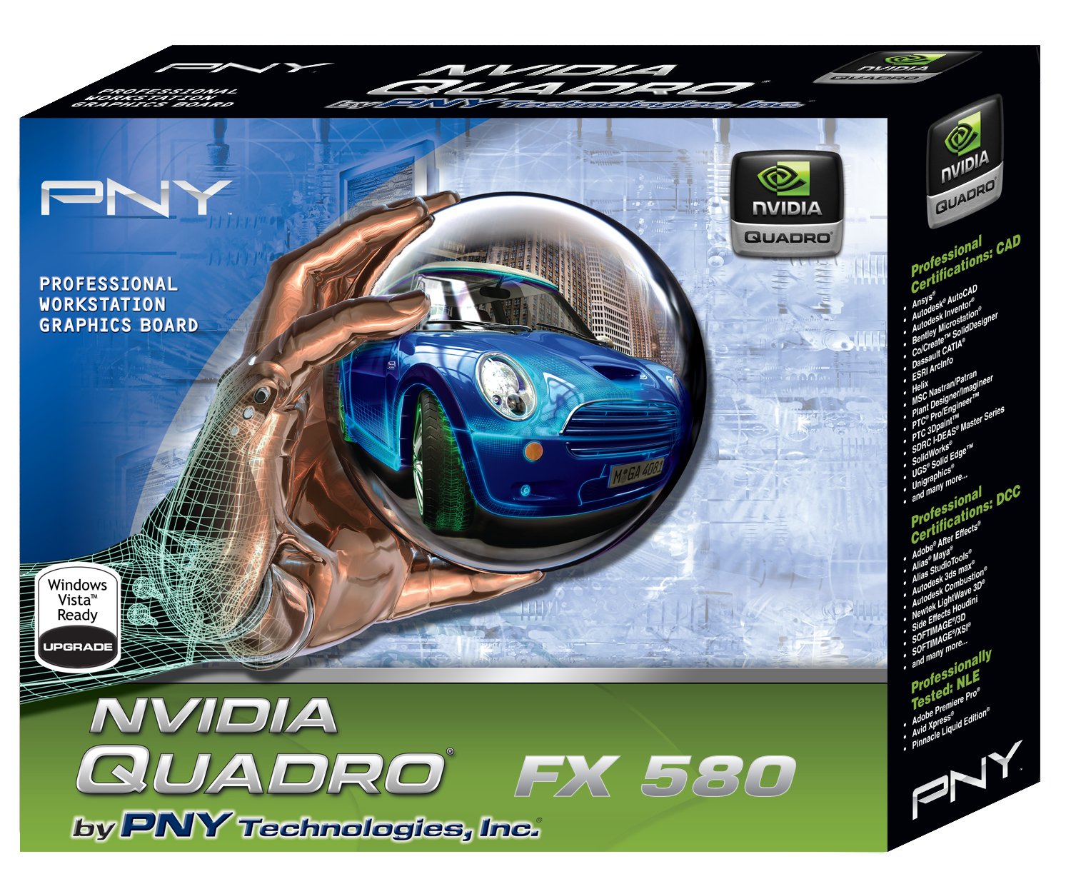 Nvidia Quadro Fx 580 By Pny 512Mb Gddr3 Pci Express Gen 2 X16 Dvi-I Dl And Dual Displayport Opengl, Directx, Cuda And Opencl Pro