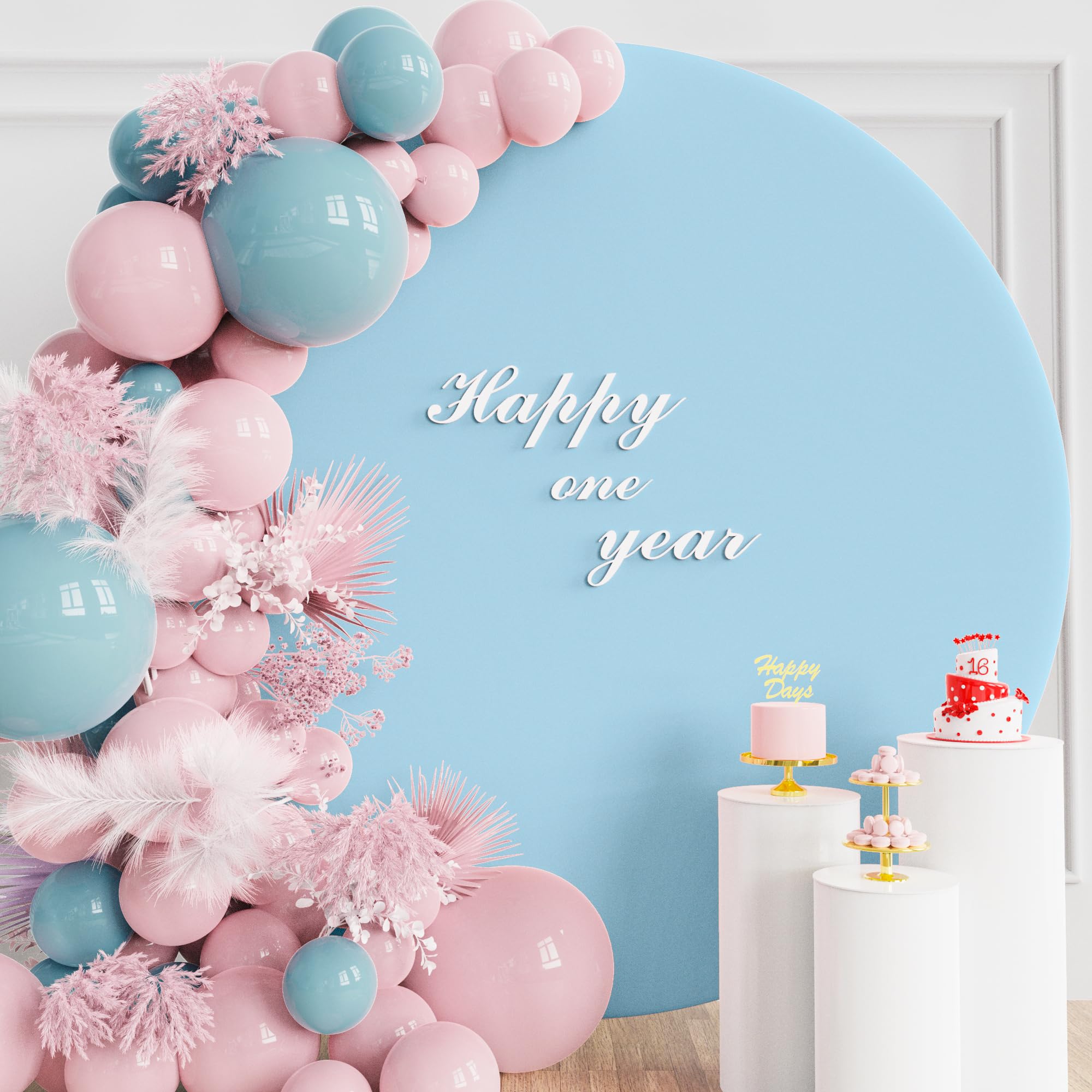 Wokceer 6.6Ft Round Backdrop Cover Round Arch Covers With Buckles Polyster Dusty Blue Circle Balloon Arch Cover For Wedding Birt