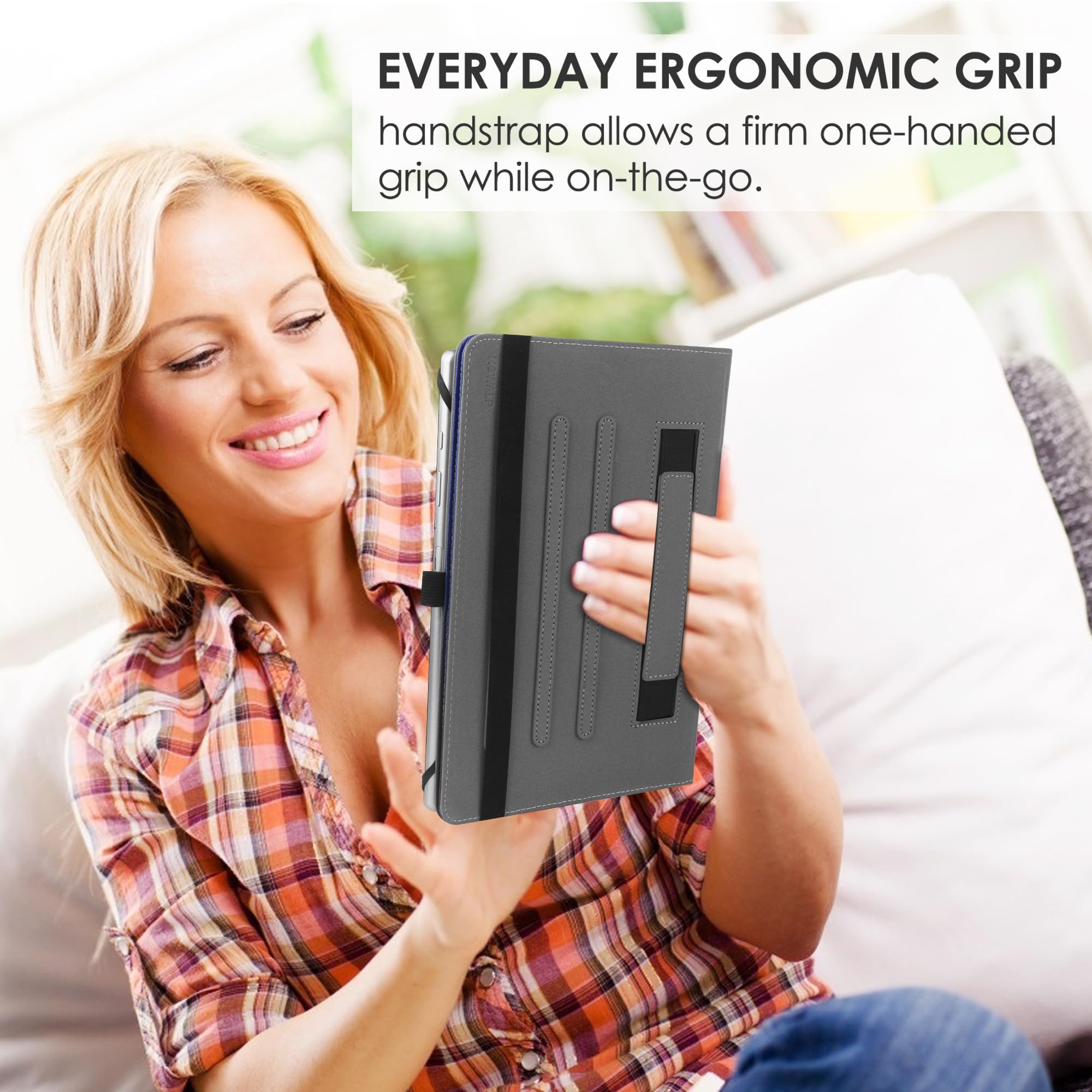 Hgwalp Universal Case For 9Inch 10.5Inch Tablet,Multi Viewing Angels Pu Leather Stand Folio Case Cover With Handstrap For 9'' 10