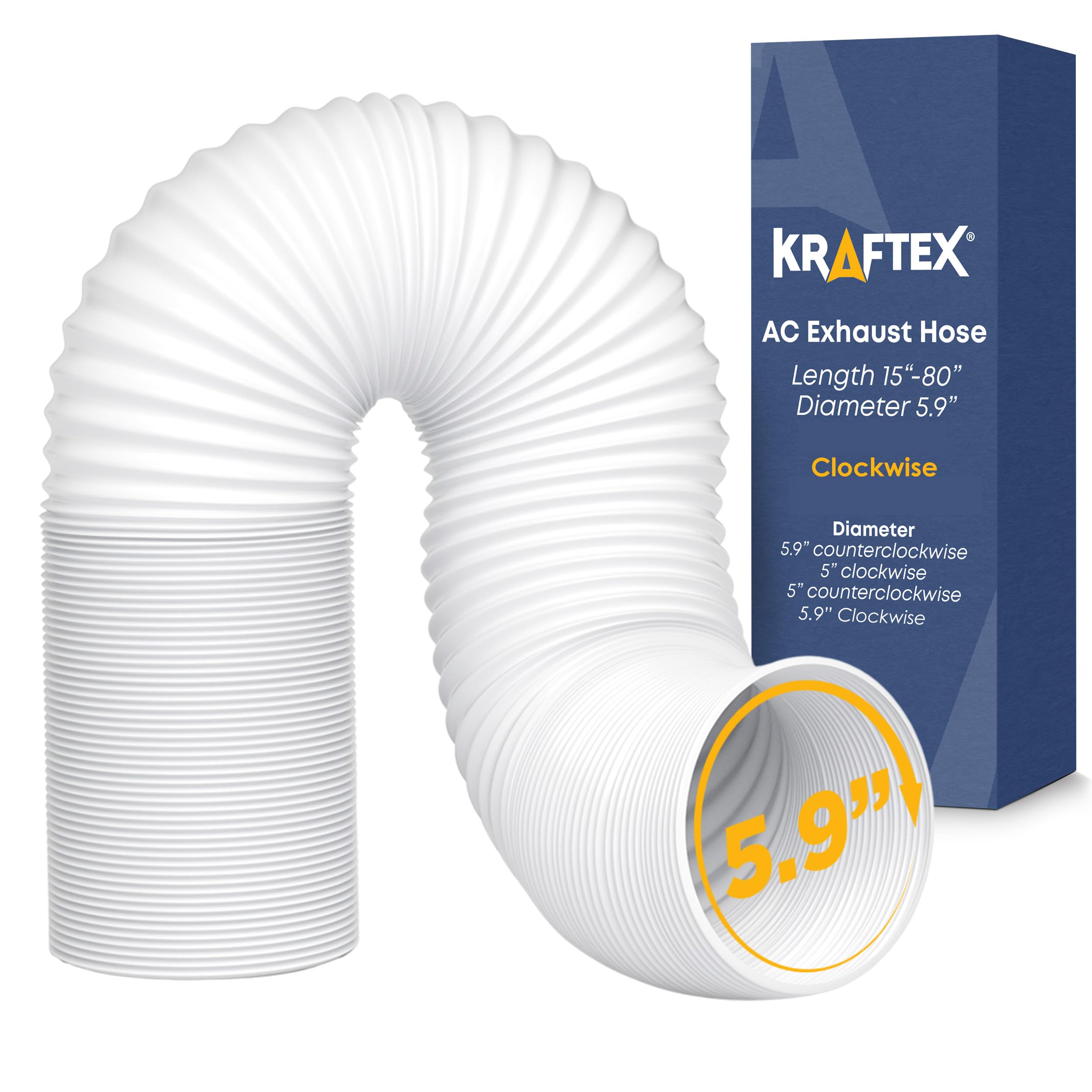 Portable Air Conditioner Hose   Ac Hose With 5.9'' Diameter, Clockwise Thread & Length Up To 80''   Exhaust Hose For Portable Ai