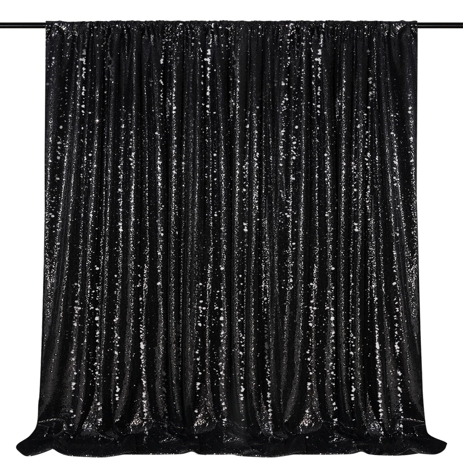 Black Sequin Backdrop Curtain 7Ft X 7Ft Glitter Photo Booth Backdrop For Wedding Birthday Baby Shower Event Decorations