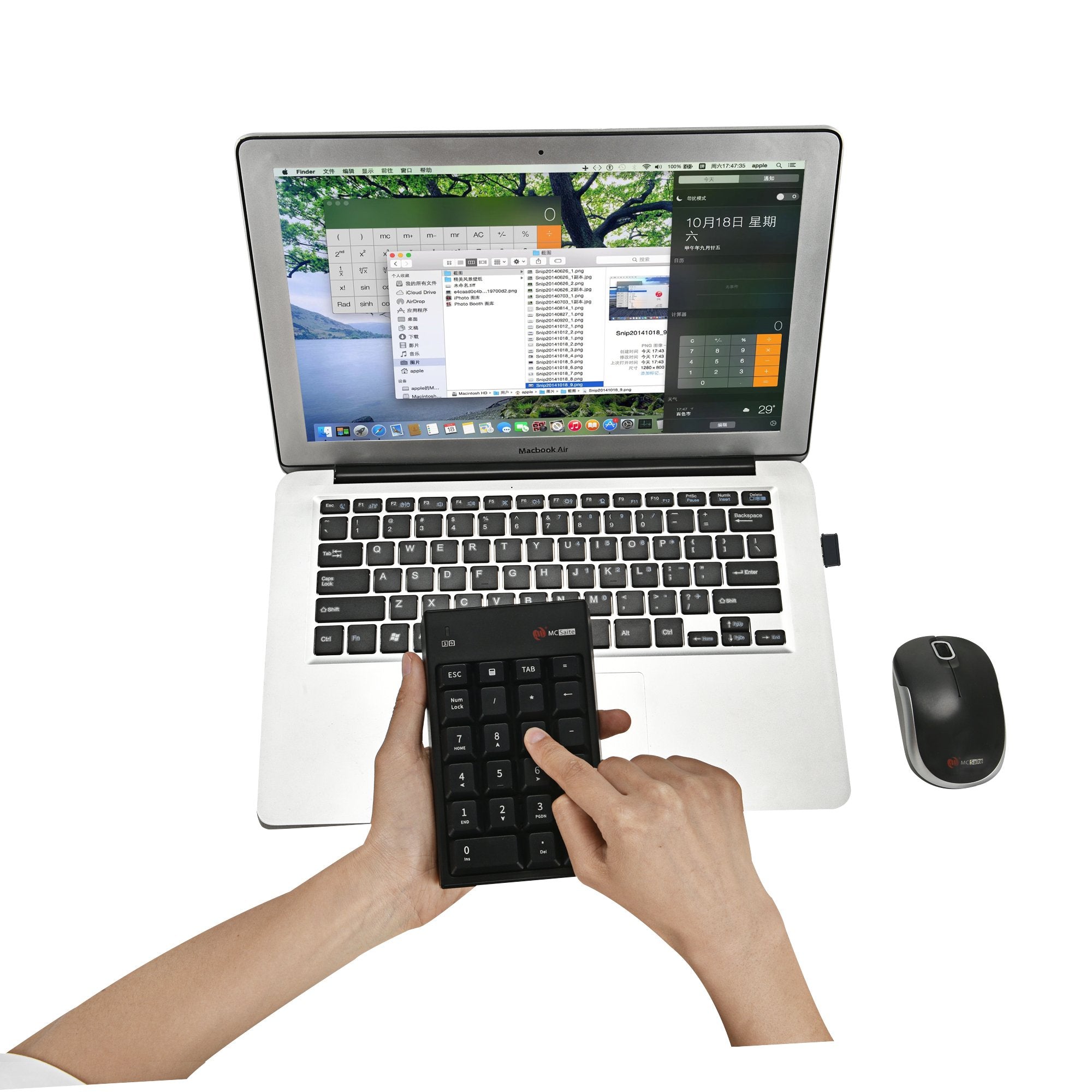 Mcsaite Wireless Numeric Keypad & Mouse Combo   Use One Receiver Wireless Number Pad Keyboard And Mouse For Laptop Desktop