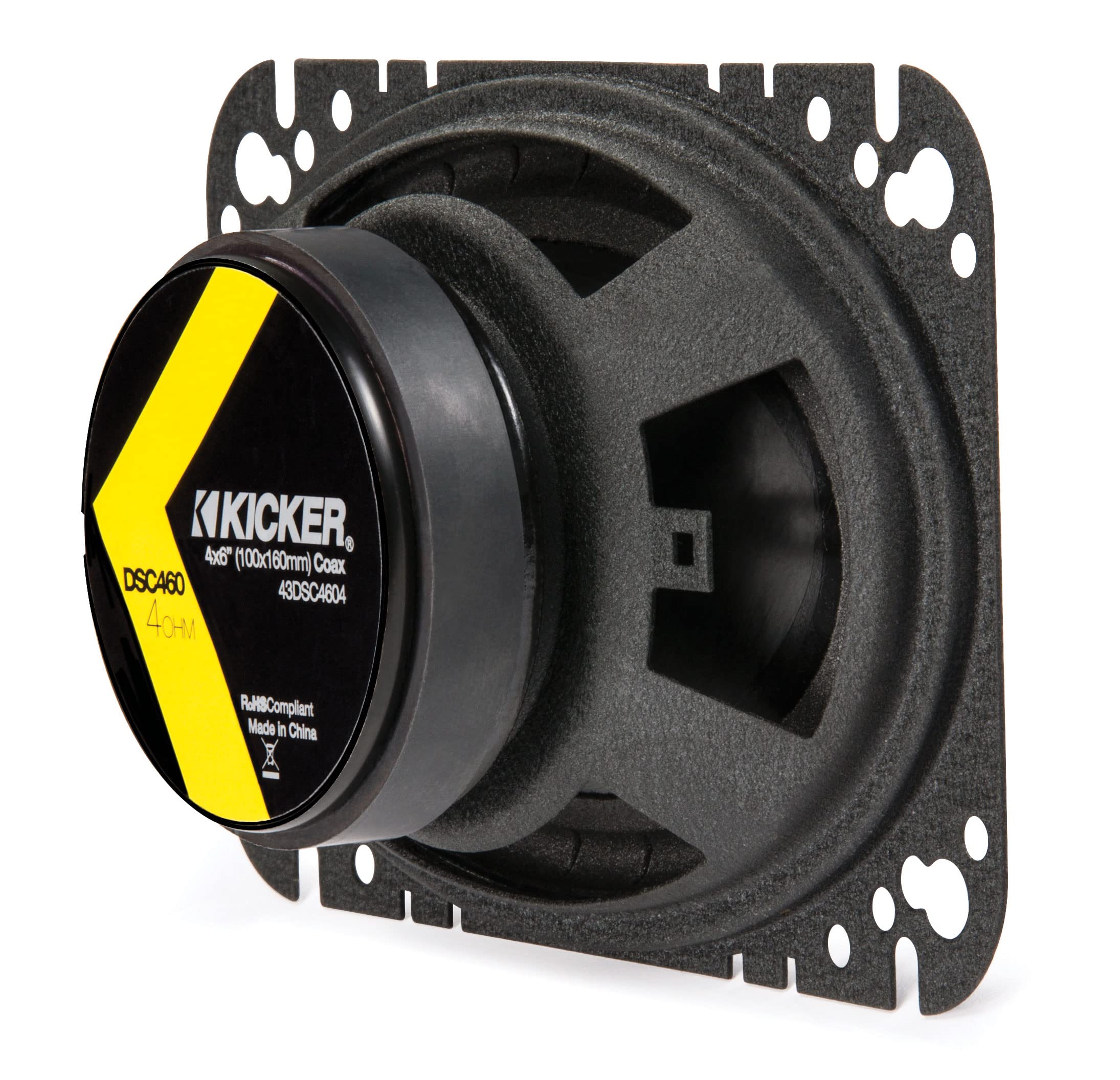 KICKER DSC460 4x6-Inch Coaxial Speakers - 4-Ohm Pair, Black - High-Quality Sound System for Cars and Audio Enthusiasts