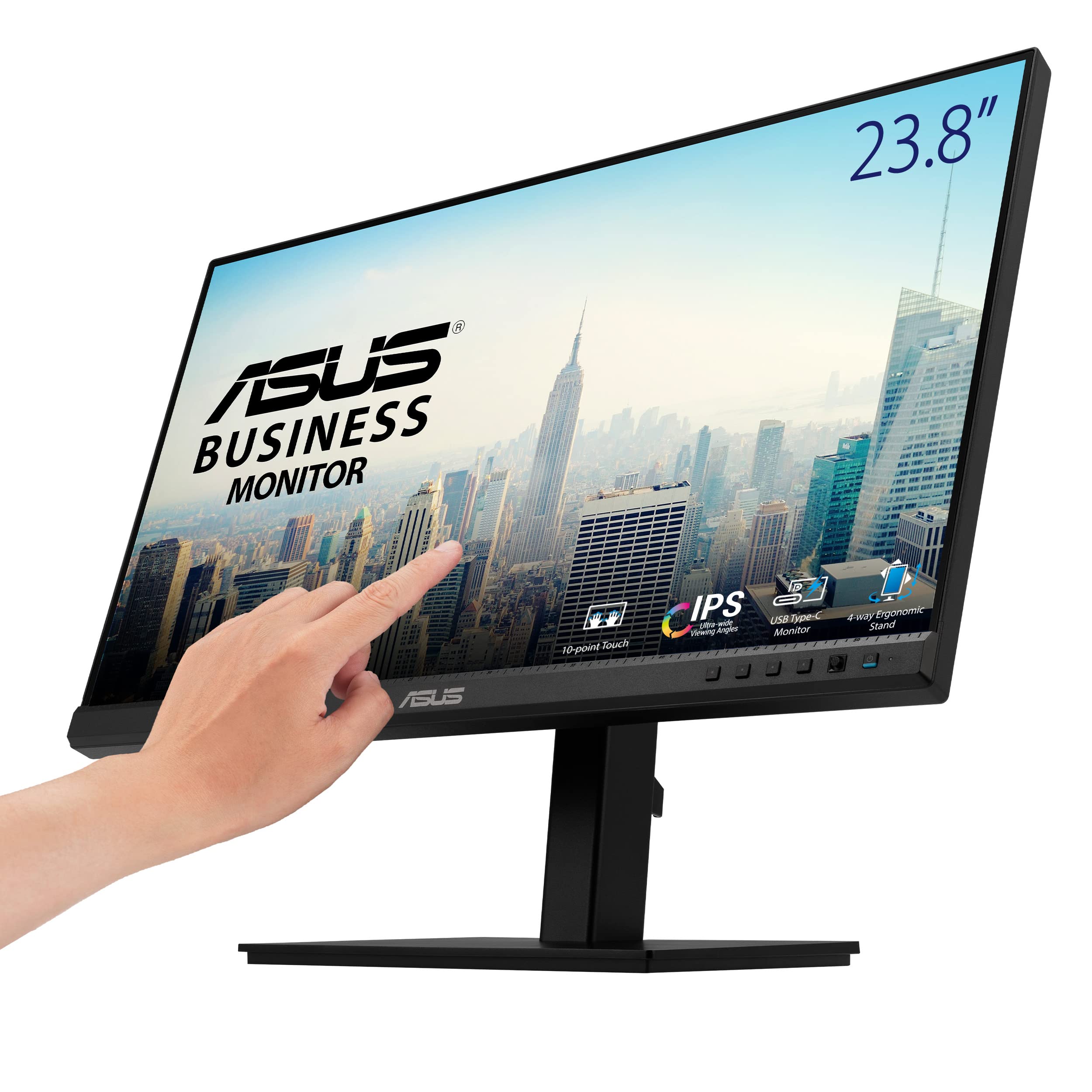 ASUS 24 1080P Multi-Touch Monitor (BE24ECSBT) - Full HD, IPS, 10-Point Touch, IPS, Eye Care, USB-C with Power Delivery, HDMI, Di