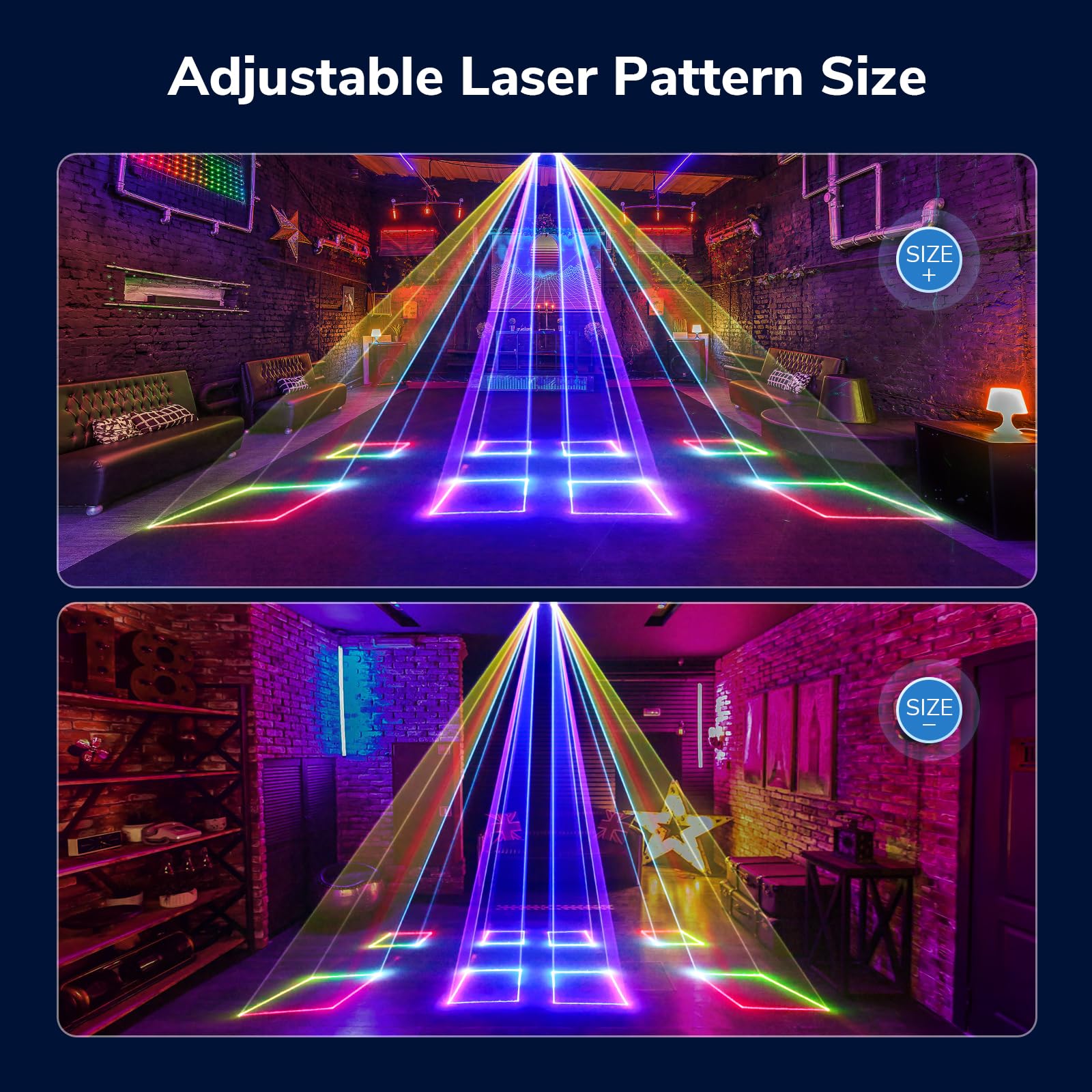 Ehaho Dj Laser Lights For Party, Hundreds Of 3D Animation Laser Light Show Machine, Dmx512 Music Sound Activated Laser Dance Lig