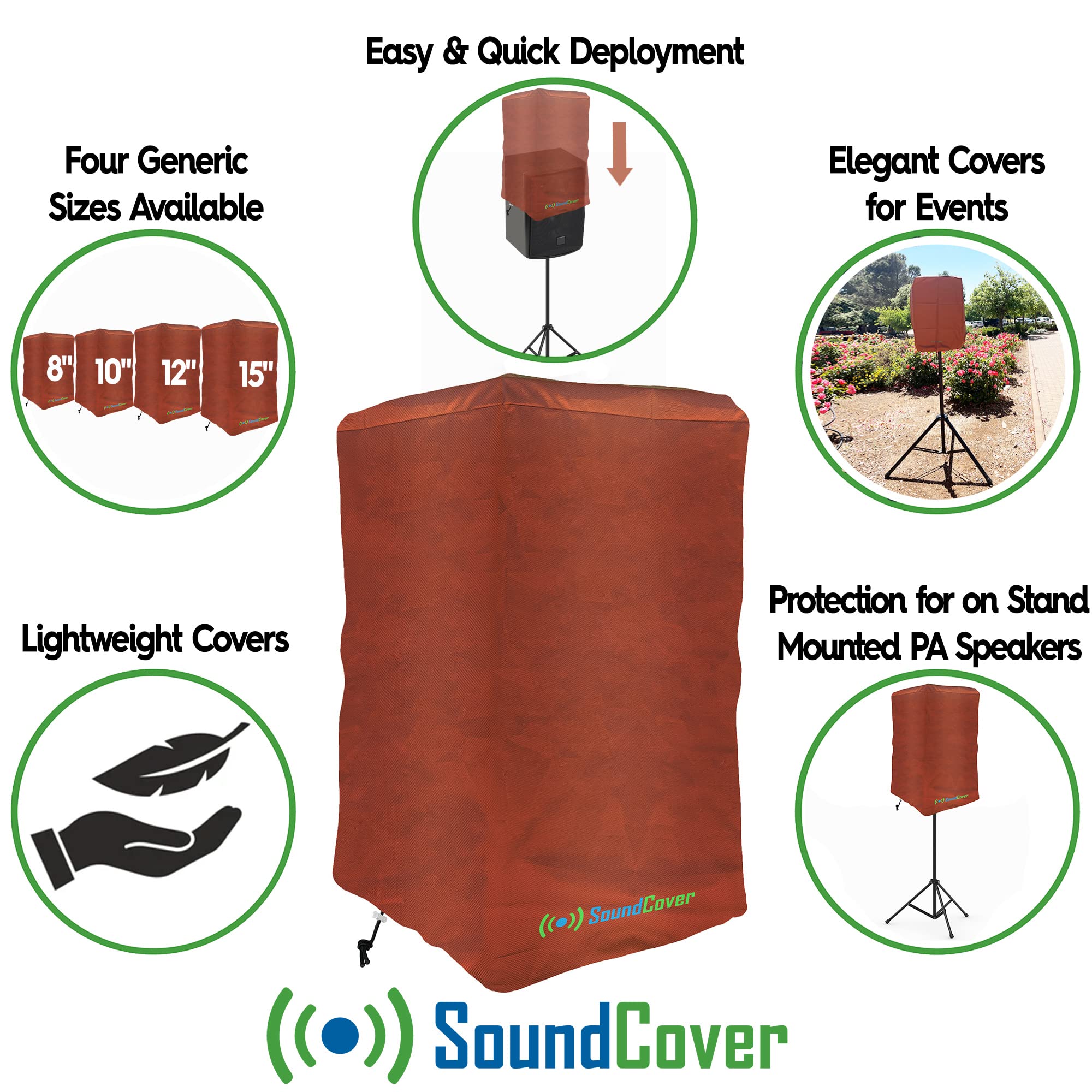 10 Inch Pa/Dj Lightweight Powered Speaker Cover Bag In Brown For Stand Mounted Speakers   Over The Top Fit, Water Resistant (Not