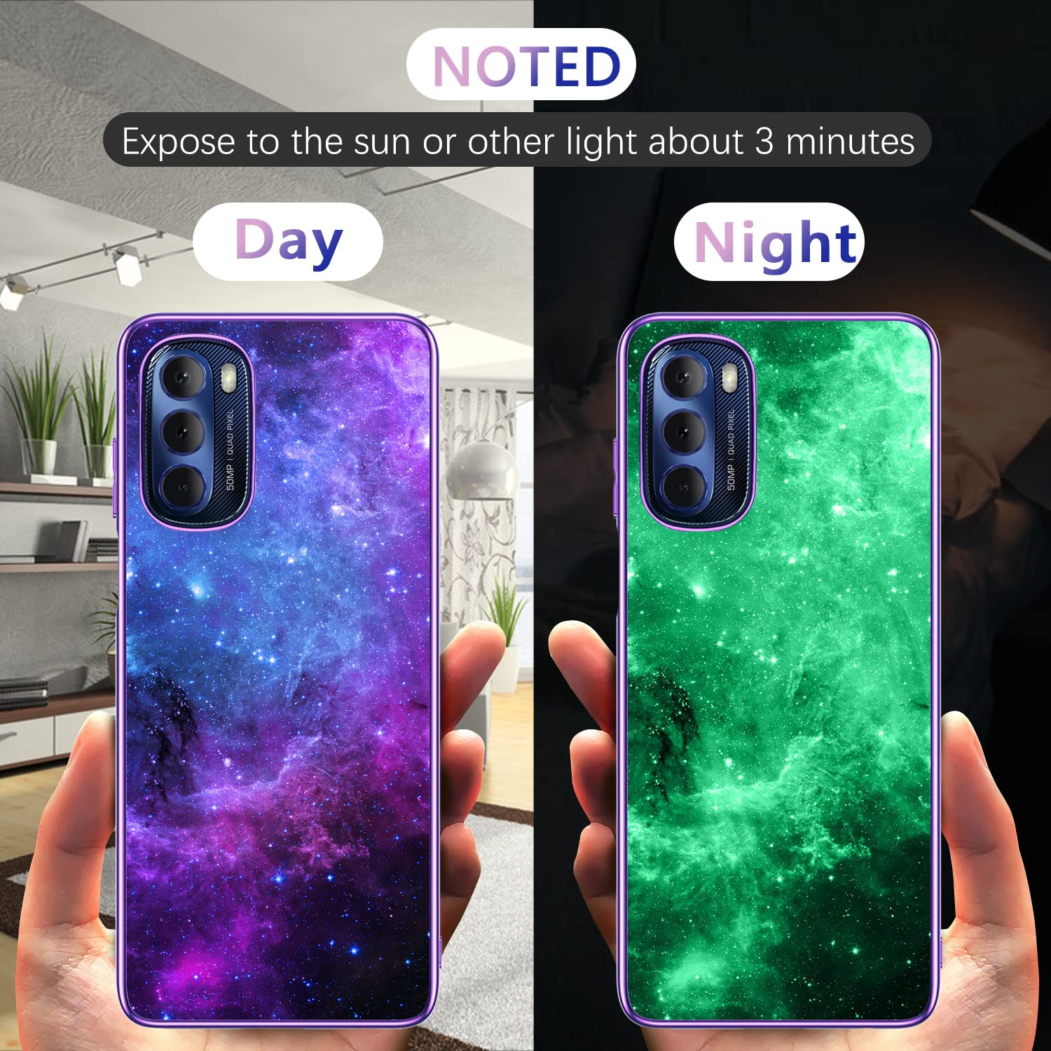 Guagua Compatible With Motorola Moto G Stylus 5G Case 2022 6.8 Inch Glow In The Dark Noctilucent Luminous Space Nebula Slim Cove