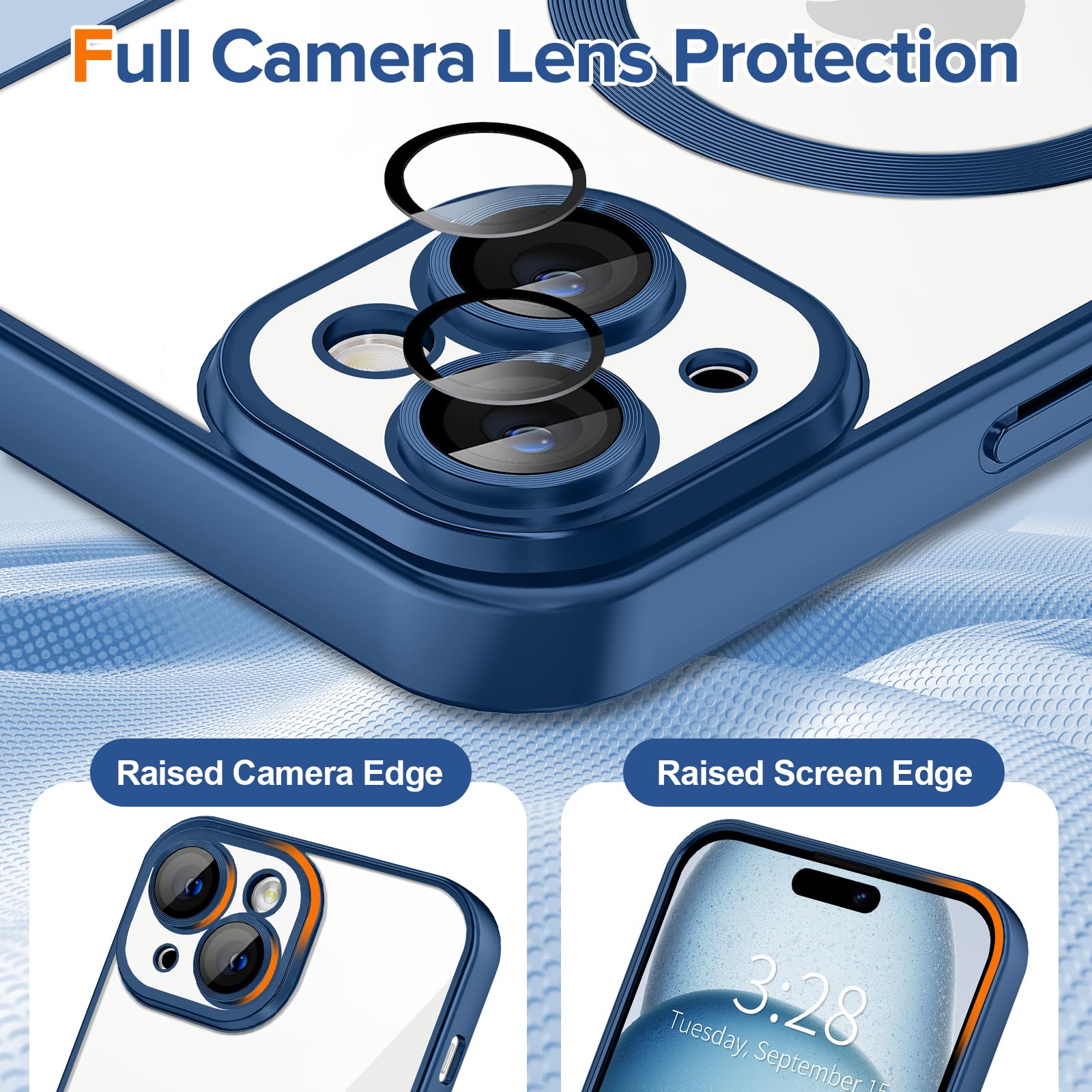 Hython Magnetic Clear Case For Iphone 15 Plus Case With Camera Lens Protector [Compatible With Magsafe] Plating Edge Slim Soft T