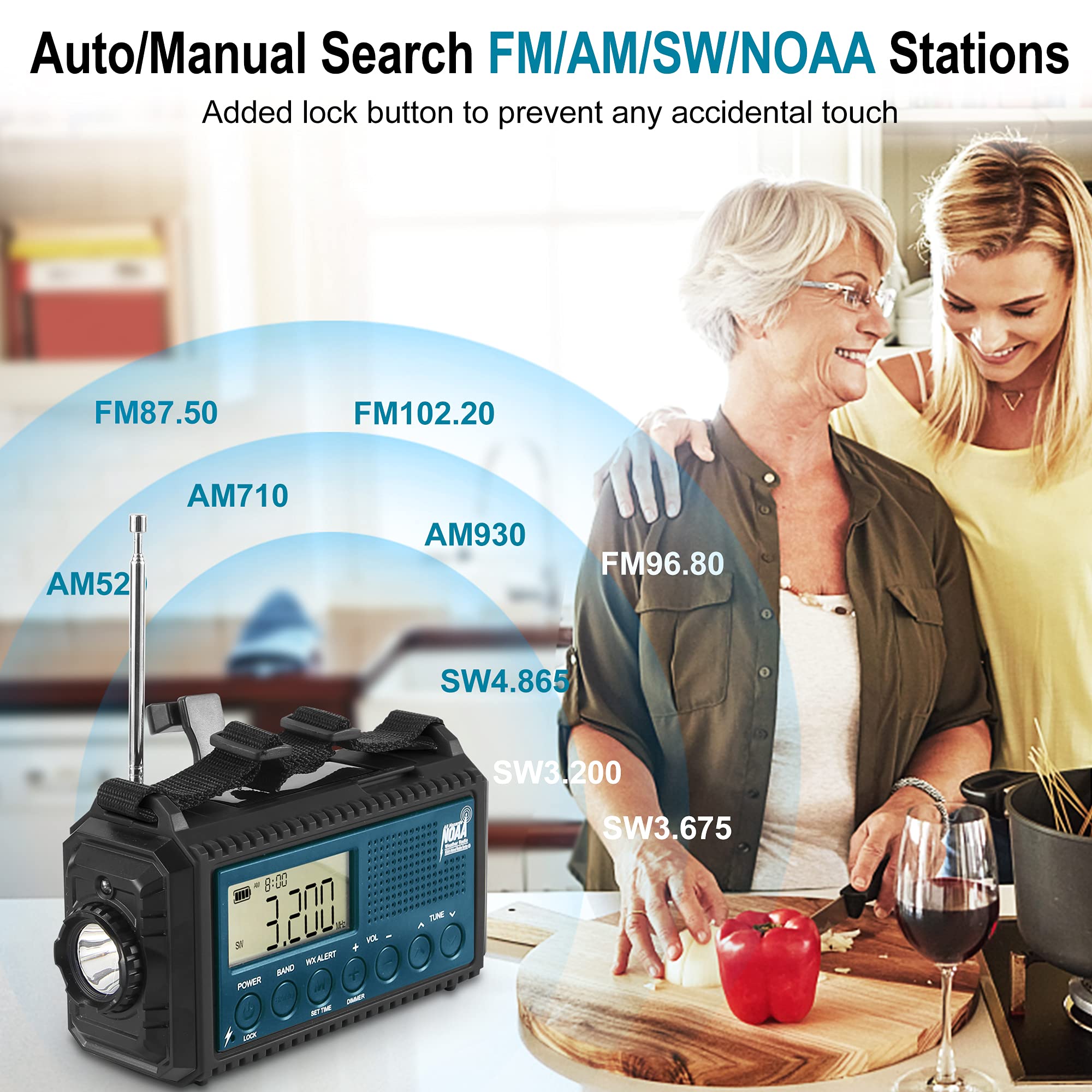 Auto Noaa Alert Digital Weather Radio 5000 Solar Hand Crank Am Fm Shortwave Portable Battery Operated Emergency Survival Radio W