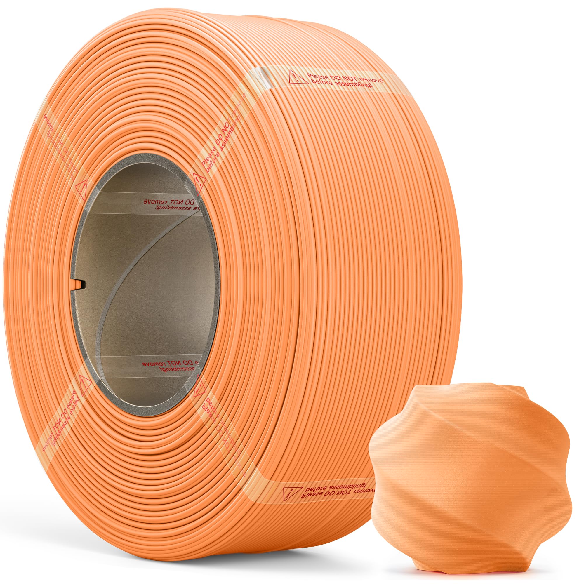 MarsWork PLA Matte Orange Refill Filament 1kg (2.2lbs) for Reusable Spools, 1.75mm Spool-Less 3D Printing Filament, Compatible w