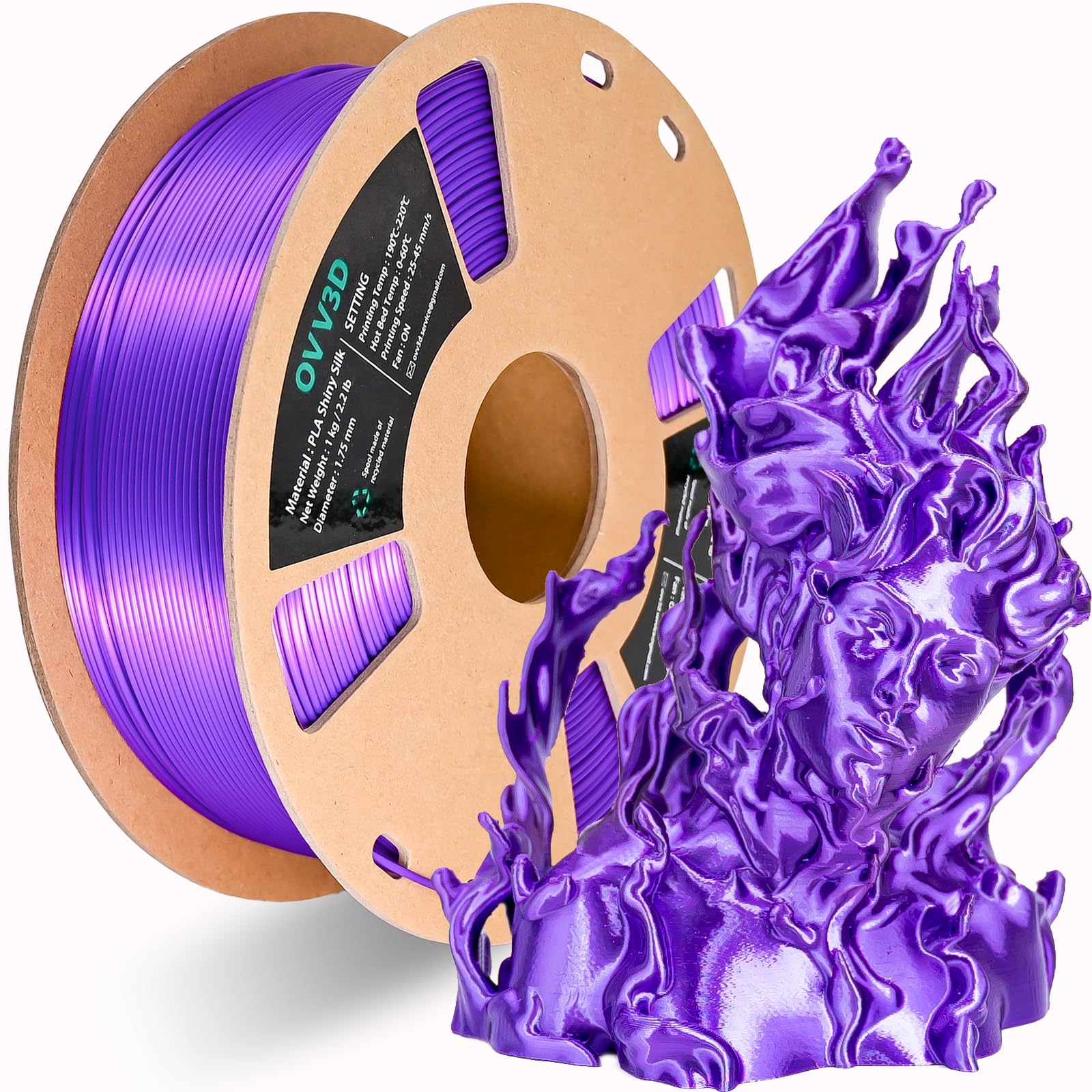 Ovv3D Silk Pla Filament 1.75Mm, Upgrade Purple Pla Filament 3D Printer Filament, Silk Purple 3D Printing Filament, 3D Filament 1