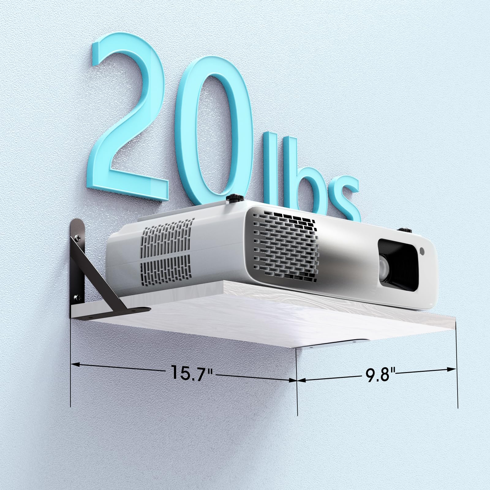 Dawasapat Projector Mount, White Small Mini Projector Shelf/Cable Box Wall Mount/Router Wall Mount, Projector Holder Stand Acces