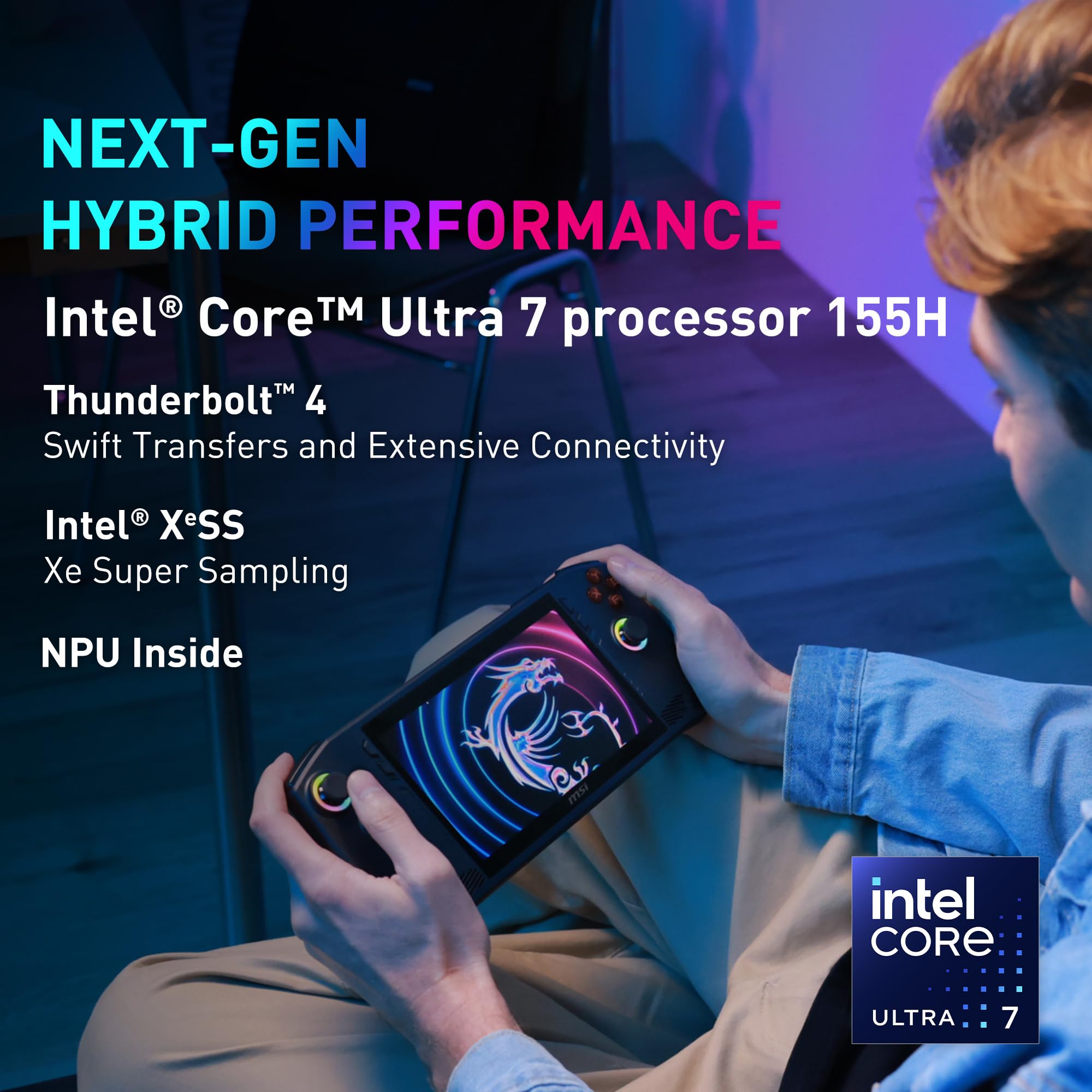 Msi Claw Pc Gaming Handheld: Intel Ultra 7-155H, 7 Fhd 120Hz Display, 16Gb Lpddr5, 512Tb Nvme Ssd, Microsd Card Reader, Thunderb