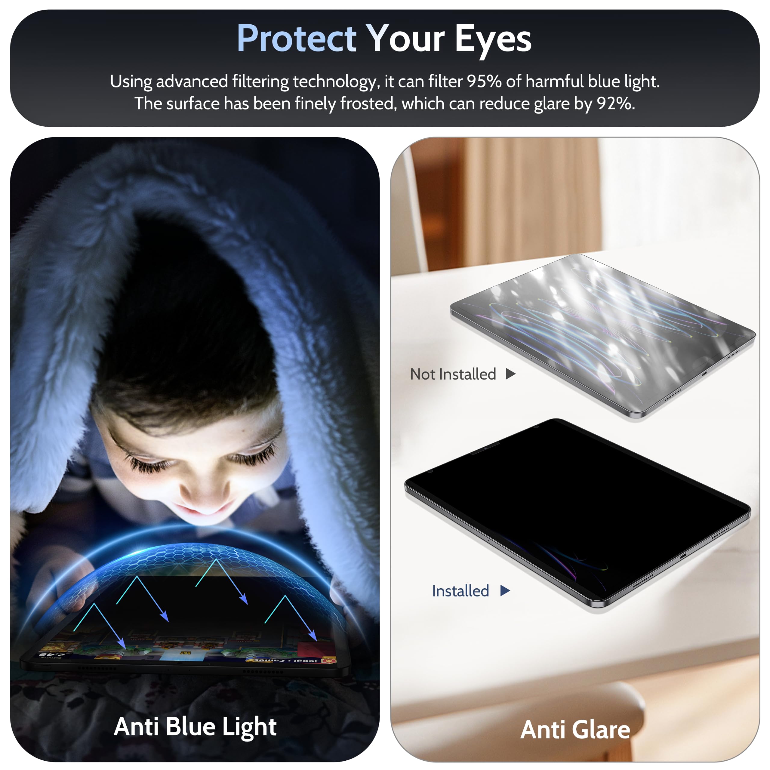 Peslv 4 Way Magnetic Privacy Screen Protector For Ipad Air 5Th 4Th 10.9'' & Ipad Pro 11(2018 2022), Removable 360 Anti Spy Blue