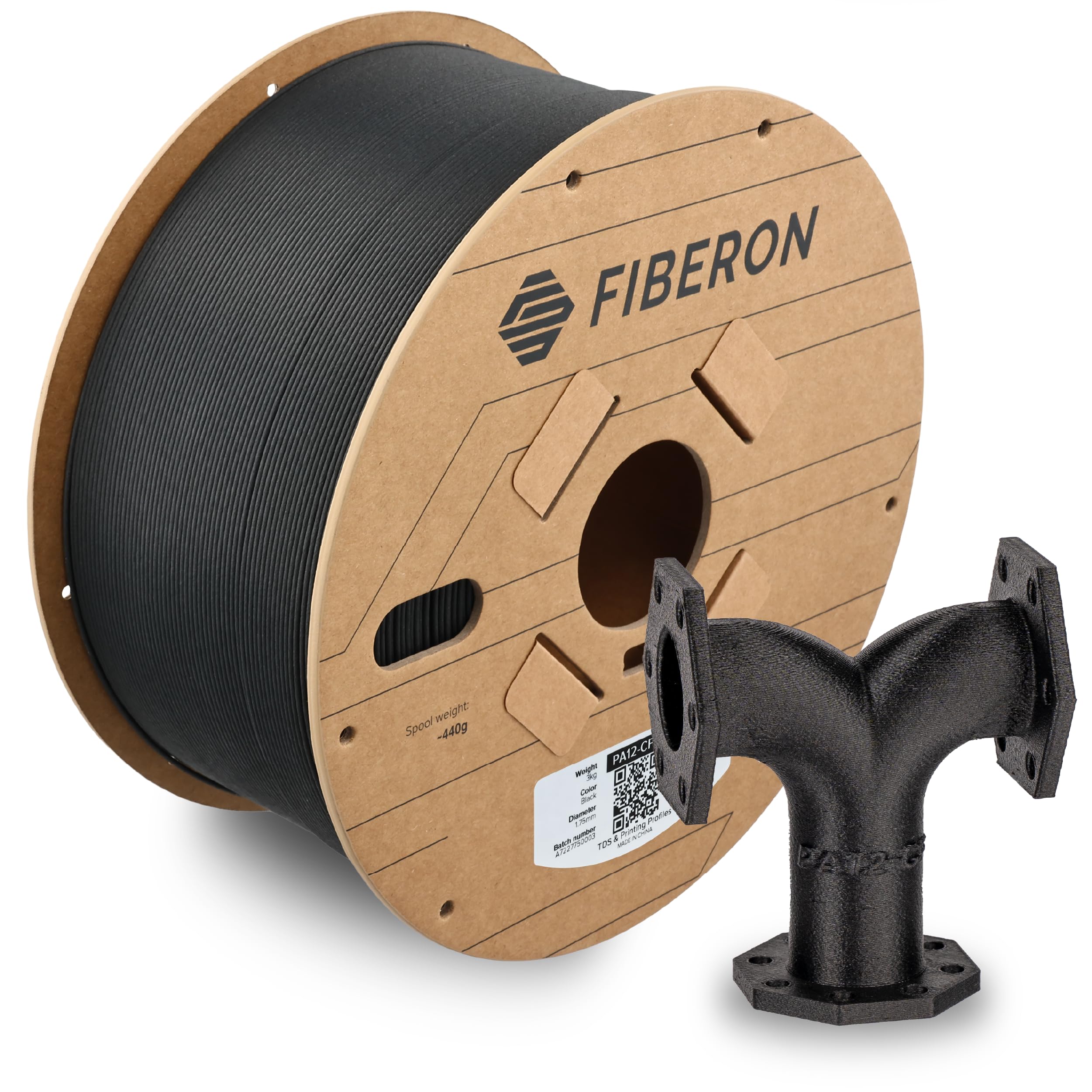 Polymaker Fiberon PA12-CF10 Nylon Filament 1.75mm Black 3kg, Low Moisture Sensitivity PA12-CF Carbon Fiber Nylon 1.75mm 3D Print