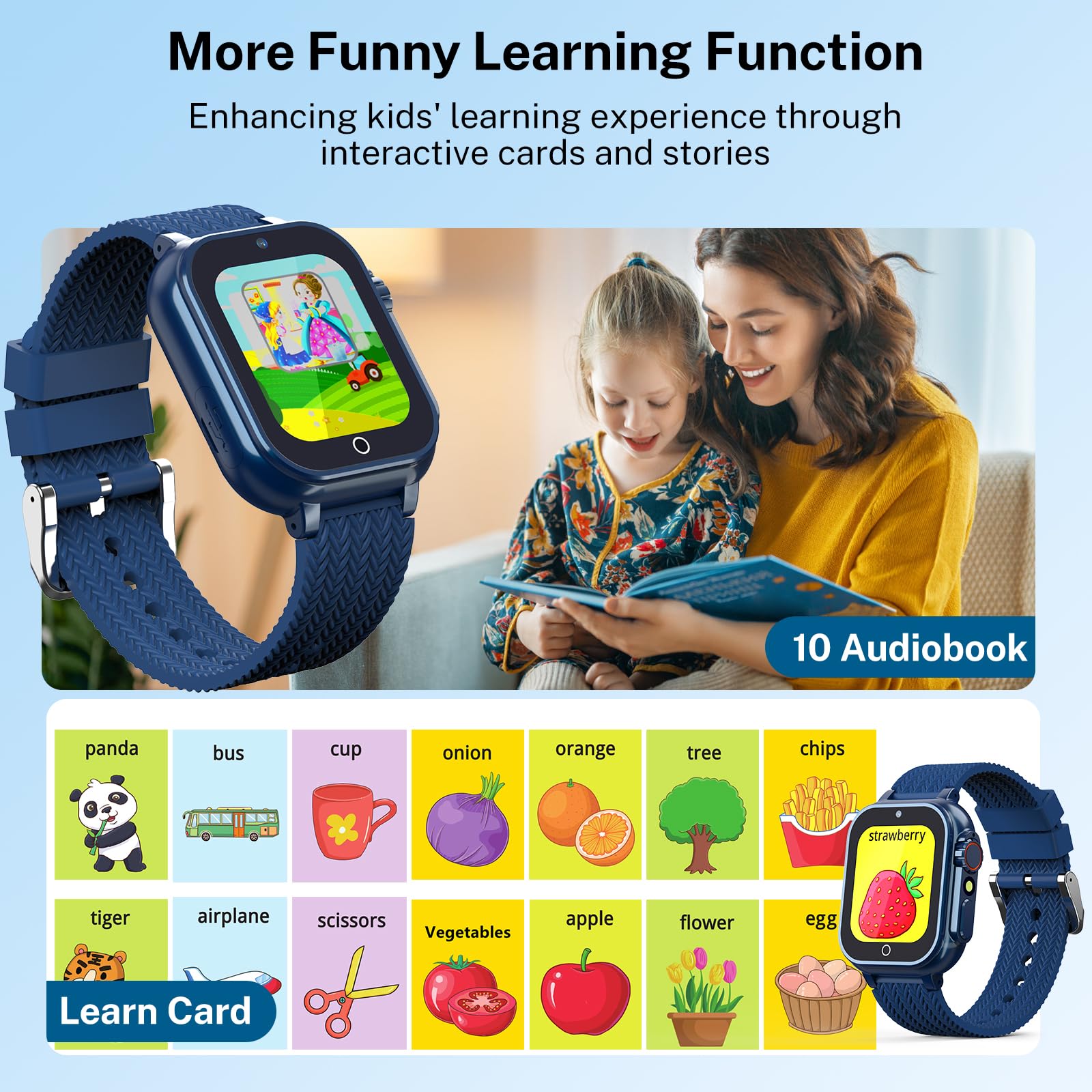 Smart Watch For Kids, Gift For Boys Age 4-12, 32 Games, Educational Toy Watch With Camera, Audiobook, Music, Pedometer, Alarm, S