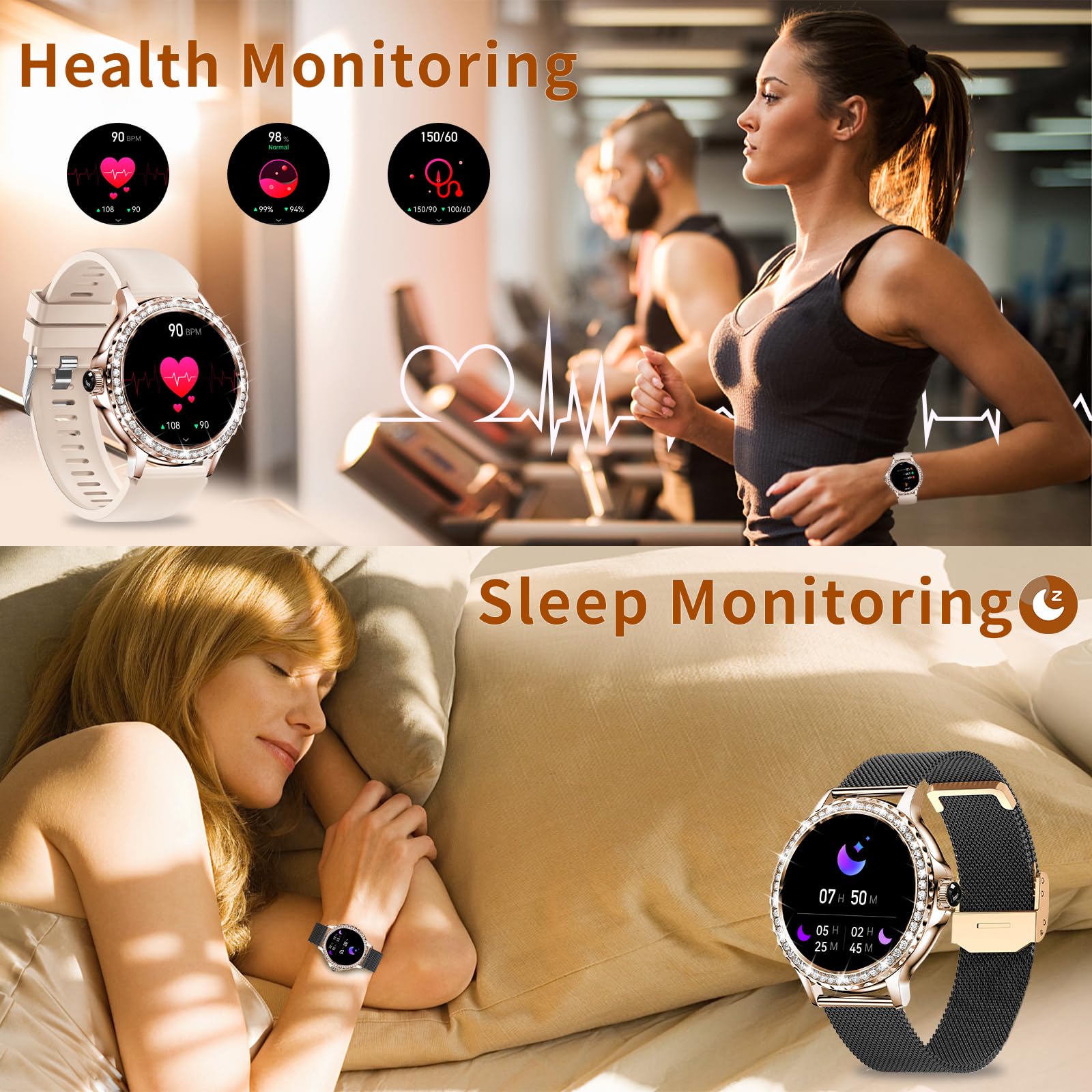 Smart Watches For Women (Answer/Make Calls), 1.3    Fitness Tracker Watch With Heart Rate/Blood Pressure/Spo2/Sleep Monitor, Ip6