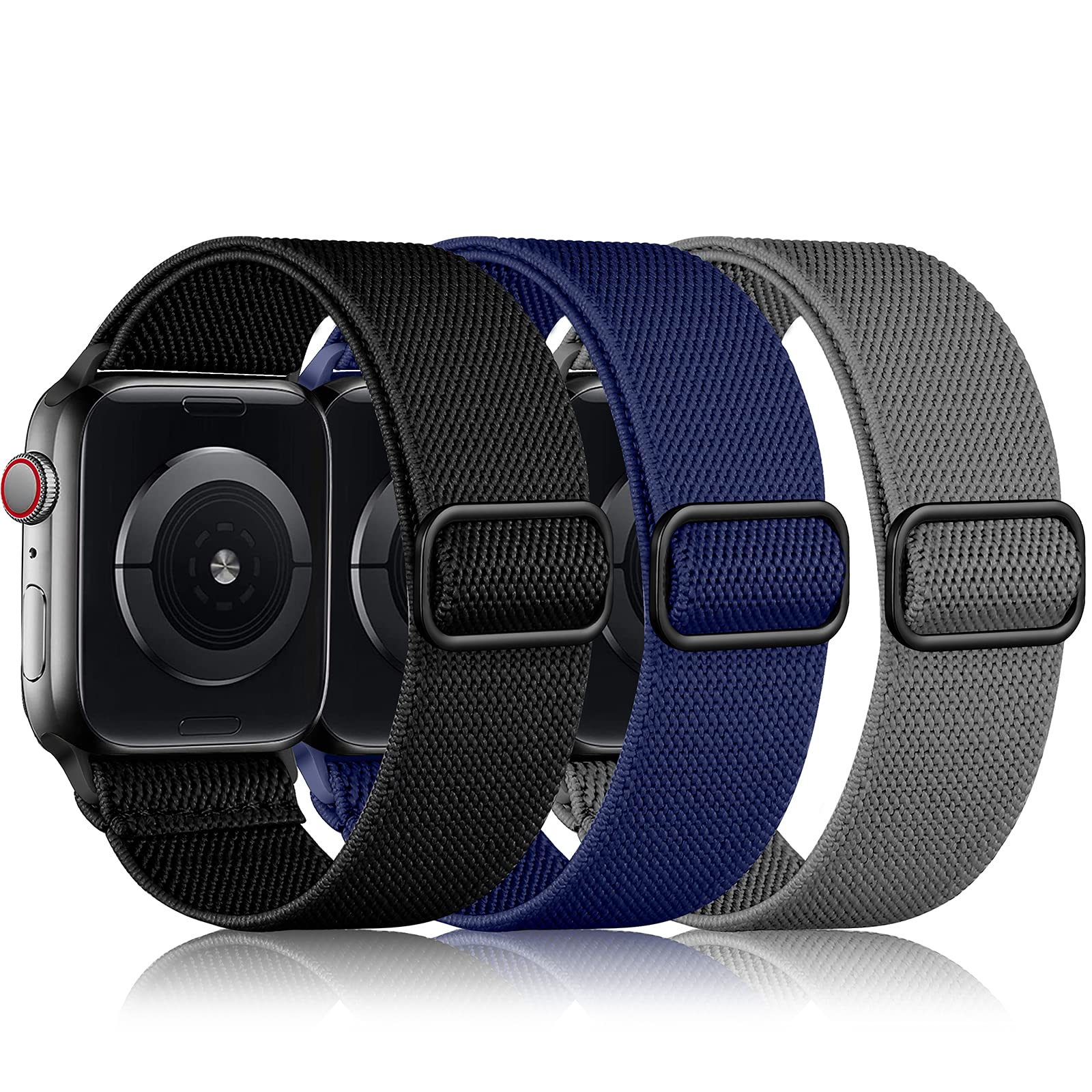 Daqin 3 Pack Stretchy Solo Loop Compatible With Apple Watch Band 44Mm 49Mm 42Mm 40Mm 38Mm 45Mm 46Mm 41Mm Men, Elastic Nylon Band