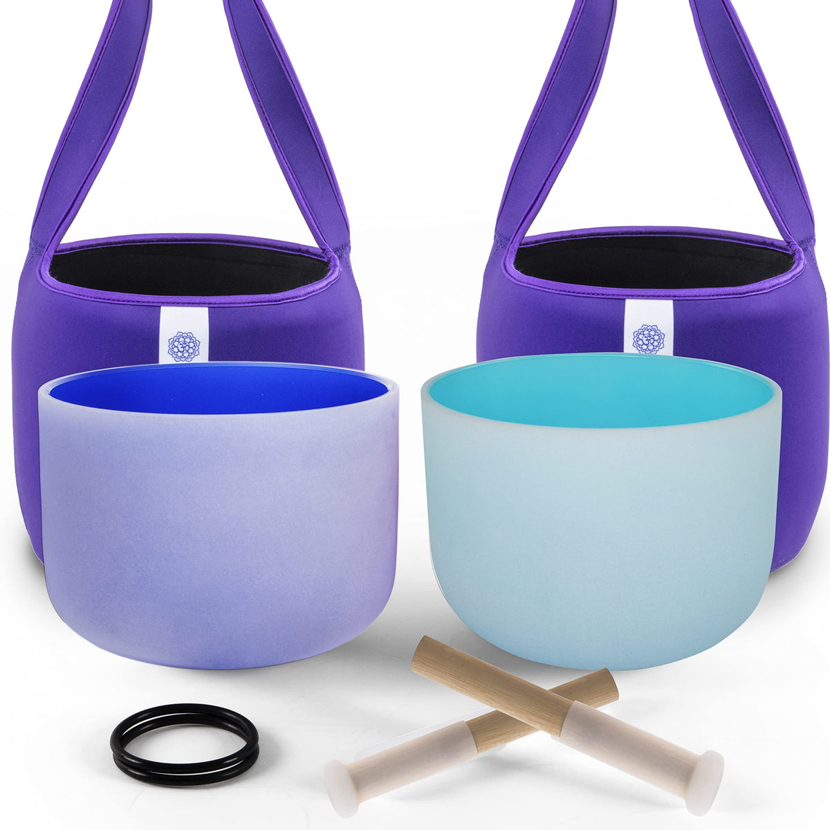 Fmty10Inch Crystal Singing Bowls Set Prefect Pitch(A10Hz) Blue(Throat) Indigo(3Rd Eye) With Carrying Bag Sound Bowls Chakra Bowl