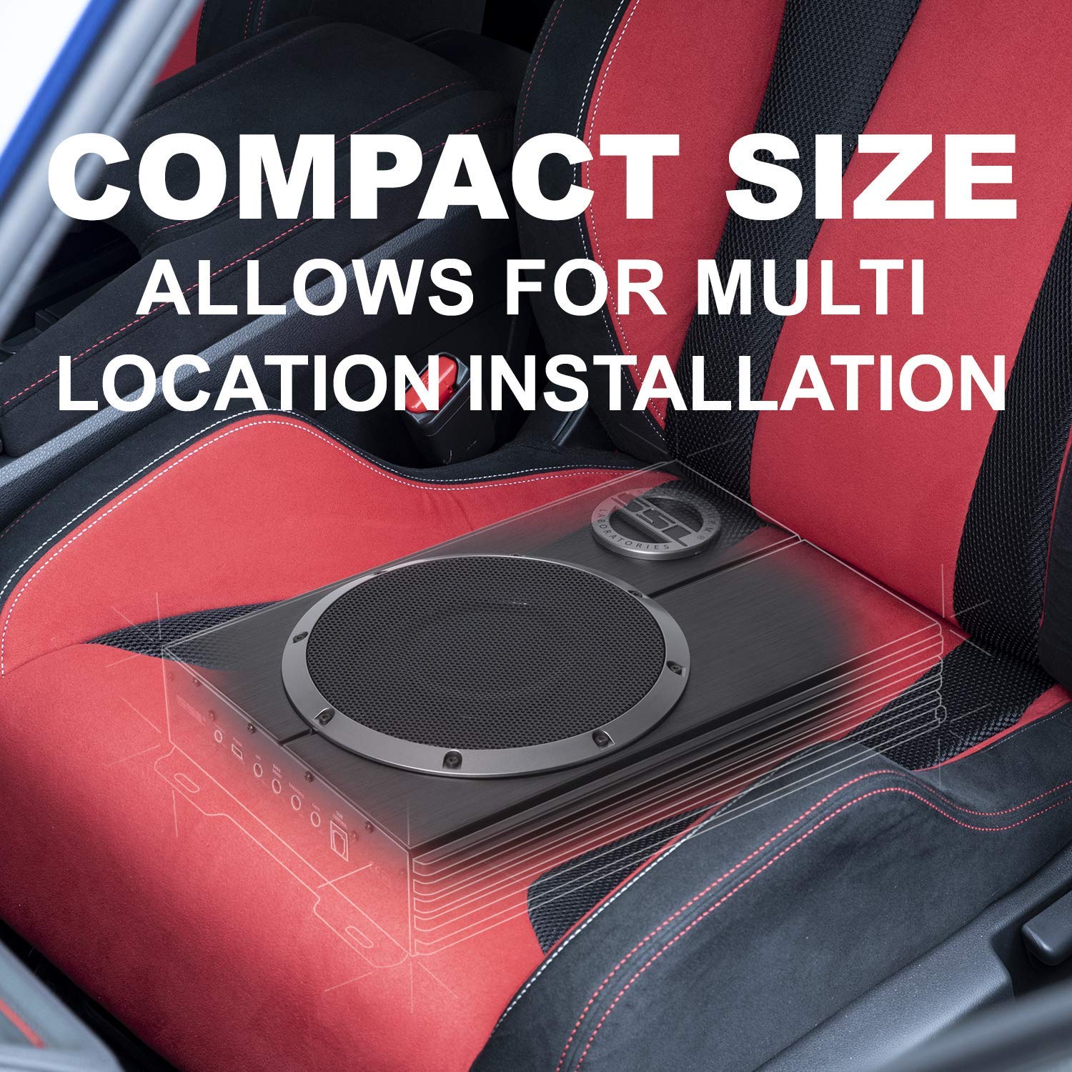 Sound Storm Laboratories Lopro8 Powered Under Seat Car Subwoofer   600 Watts Max, Single 2.6 Ohm, Voice Coil, Built In Amp, Low Profile, Remote Subwoofer Control