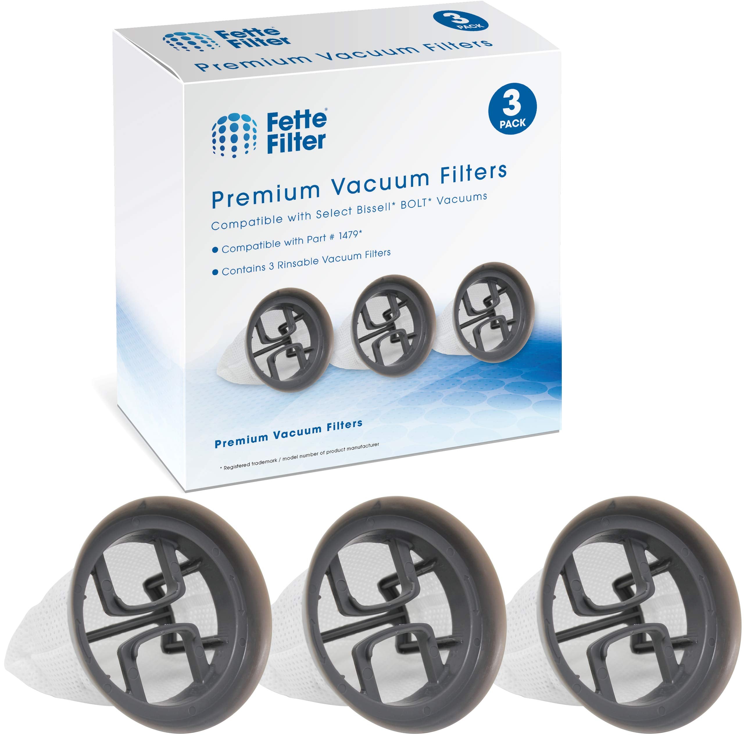 Fette Filter Hand Vacuum Filter Compatible With Bissell Bolt Stick. Compare To Part # 1479 (Pack Of 3)