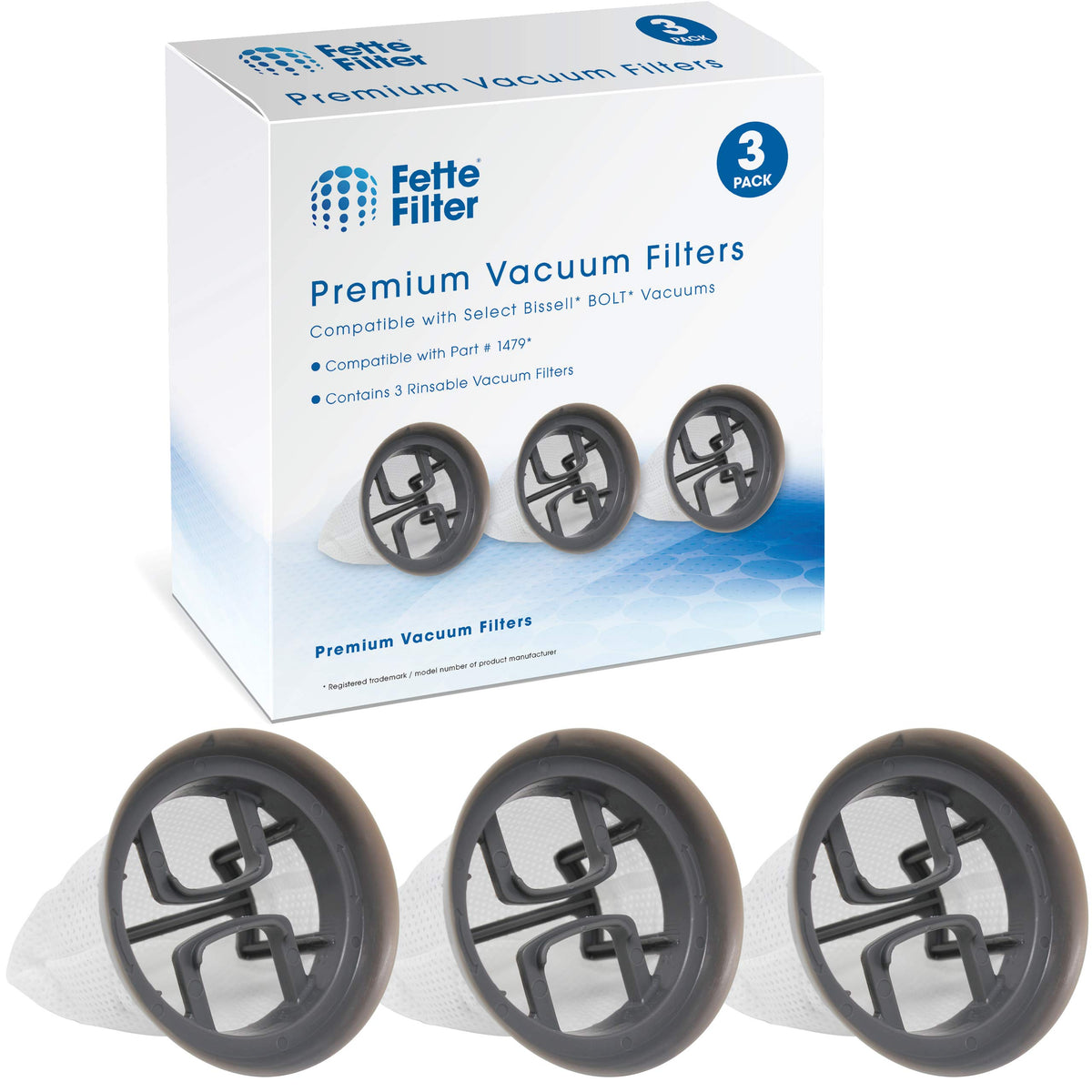 Fette Filter Hand Vacuum Filter Compatible With Bissell Bolt Stick. Compare To Part # 1479 (Pack Of 3)