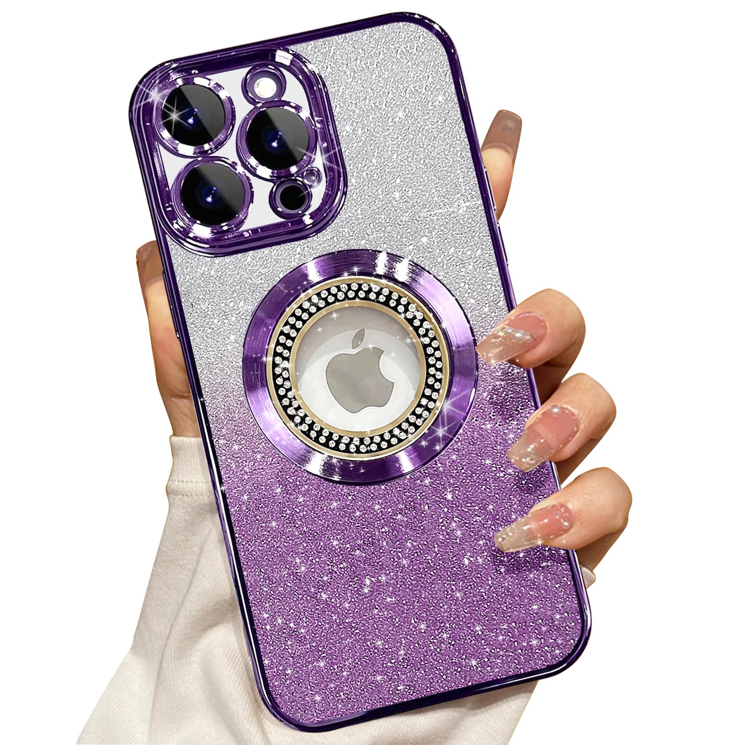 Misscase For Iphone 15 Pro Max Magnetic Glitter Case Compatible With Magsafe,Full Protection Slim Shockproof Anti Scratch Case W