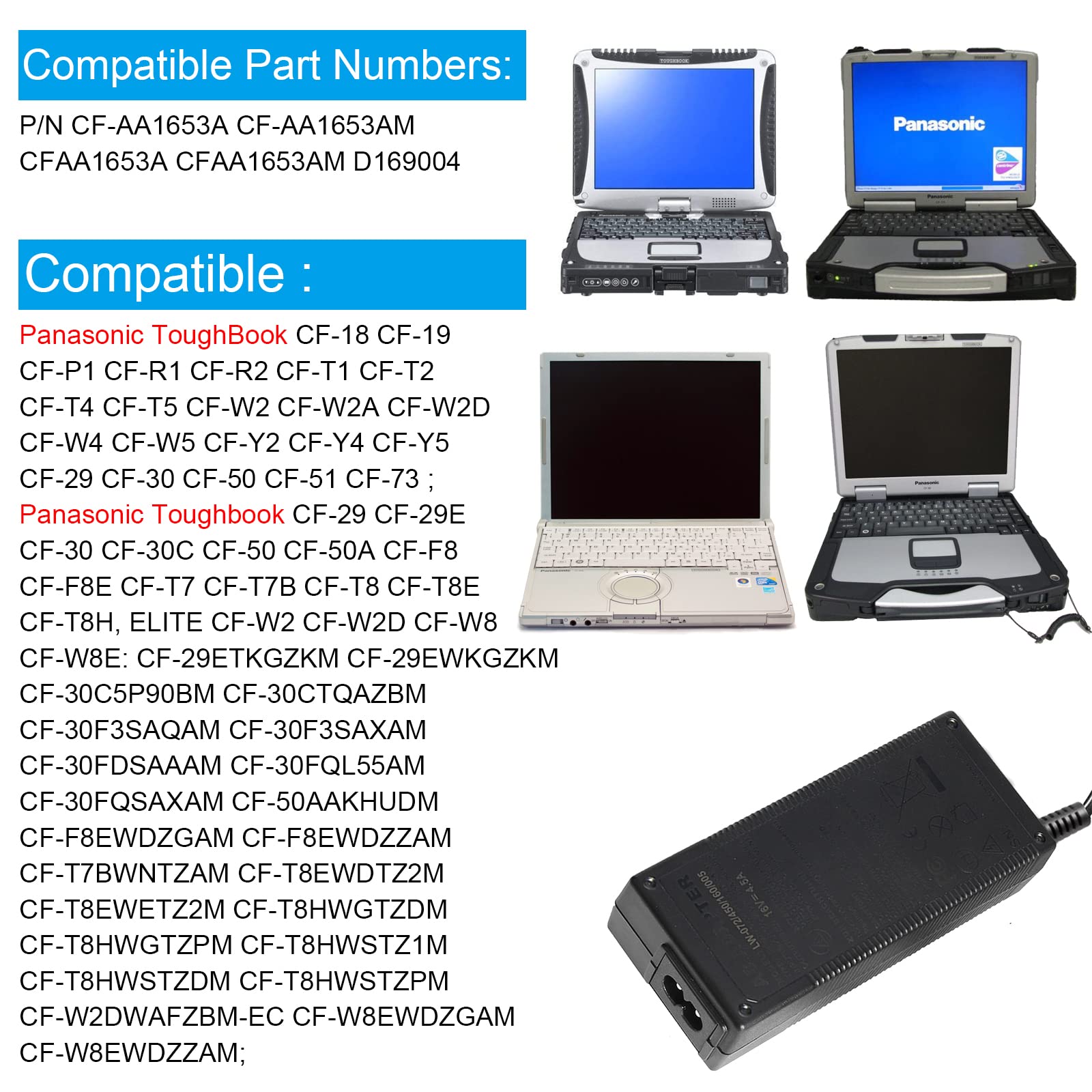 Ac Charger For Panasonic Toughbook Cf 52 Cf 53 Cf 53A Cf 54 Cf 74 Cf C1 Cf H1 Cf F9 Cf S10 Cf 19