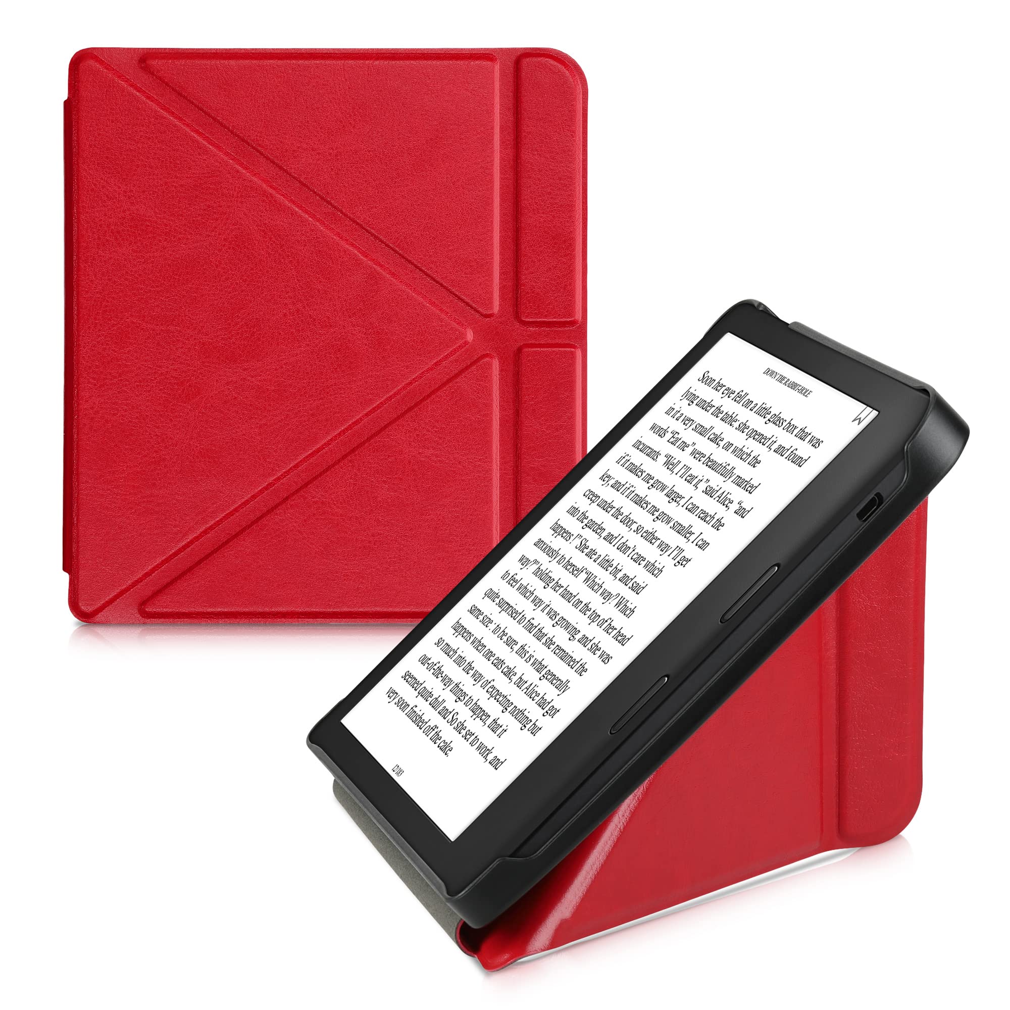 Kwmobile Origami Case Compatible With Kobo Libra 2 Case   Slim Pu Leather Cover With Stand   Red