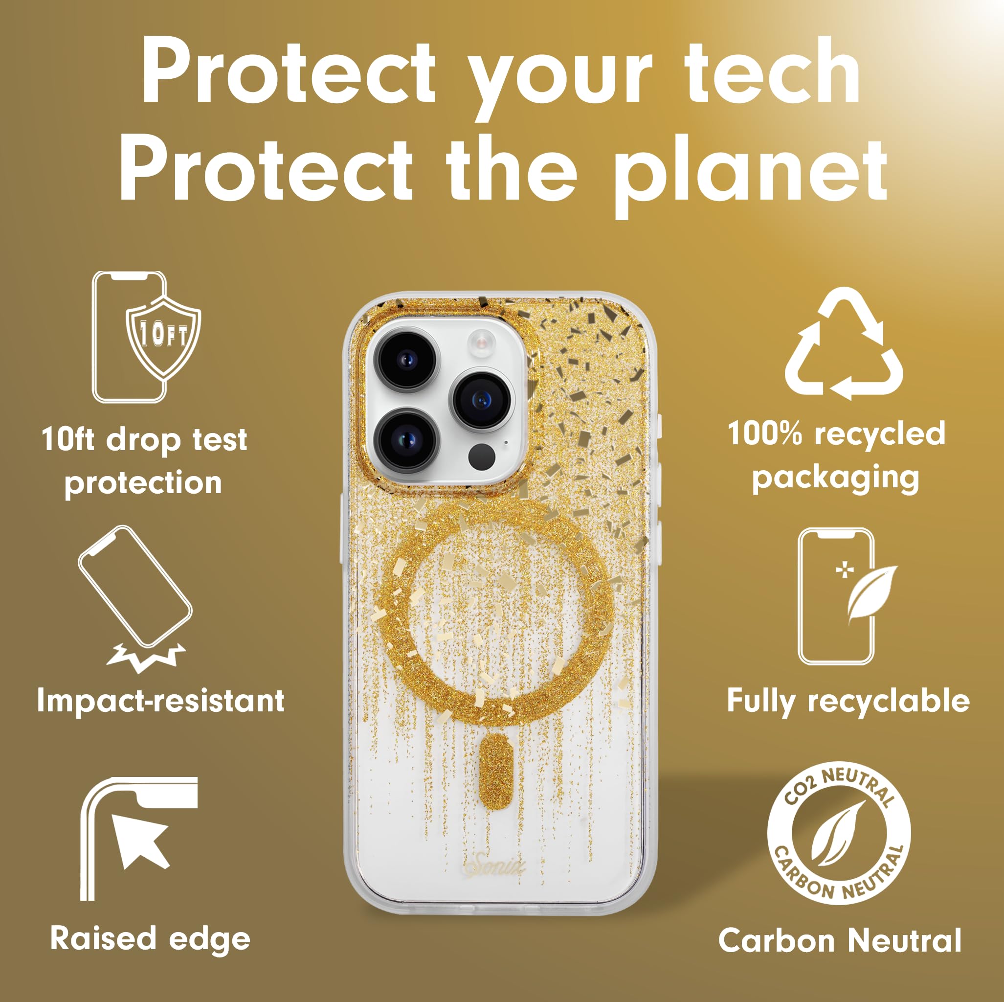 Sonix Case For Iphone 15 Pro | Compatible With Magsafe | 10Ft Drop Tested | Drippin' Gold