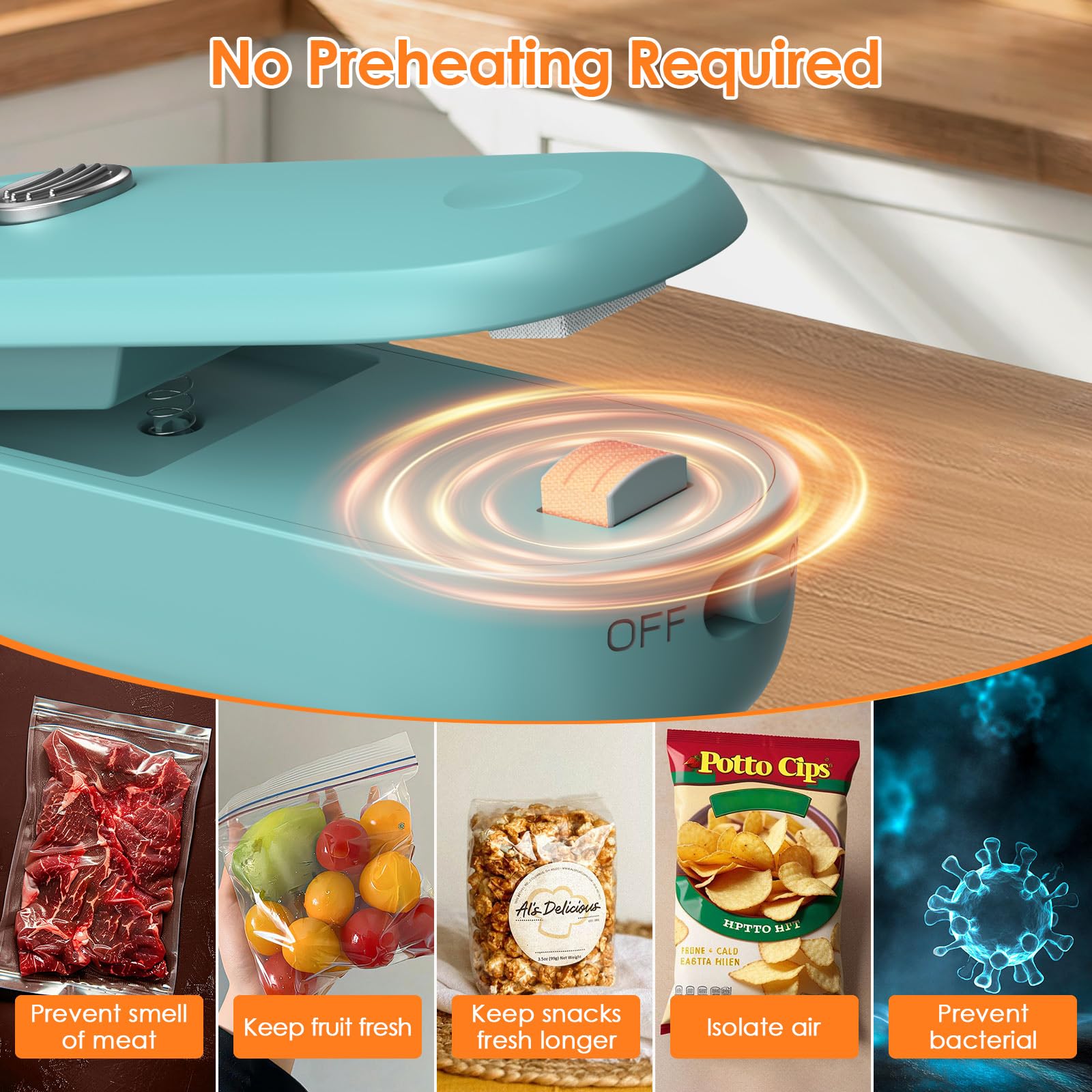 Feppo 2 Pack Bag Sealer, Mini Bag Sealer 2 In 1 Handheld Chip Bag Sealer Heat Seal And Cutter With Lanyard, Portable Resealer Fo