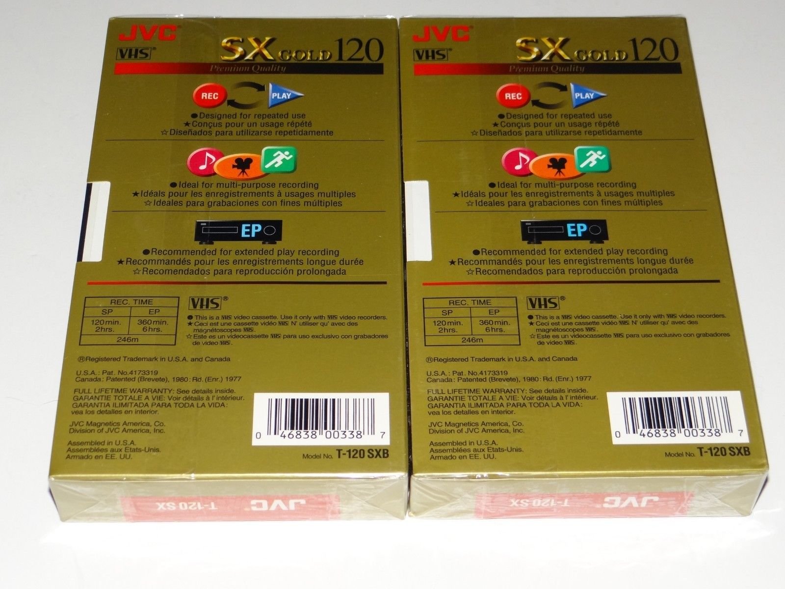 Jvc Premium Quality 6 Hrs. T 120 Sx Gold Vhs Tapes 3 Pack