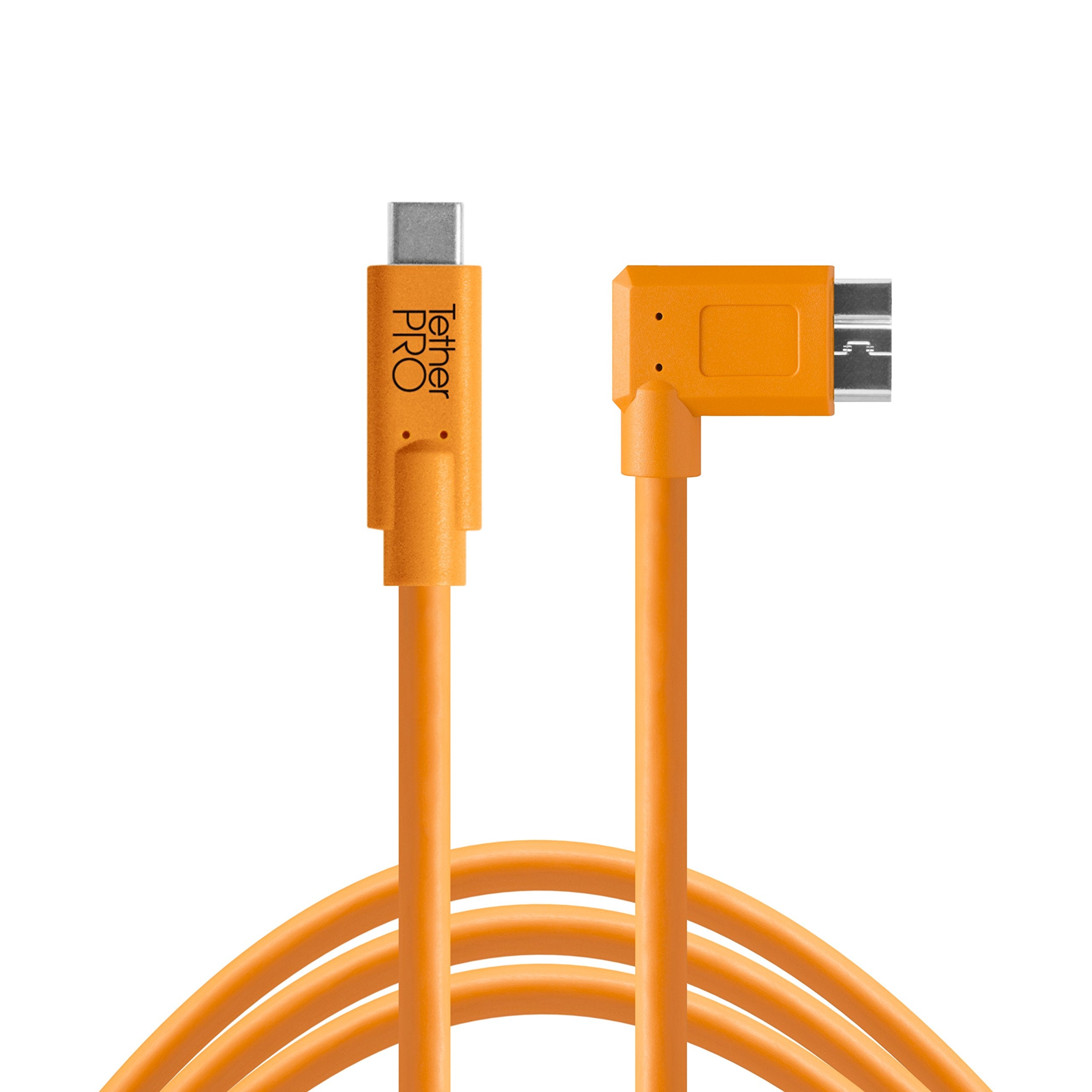 Tether Tools TetherPro USB C to 3.0 Micro B Right Angle Cable, 15', Orange