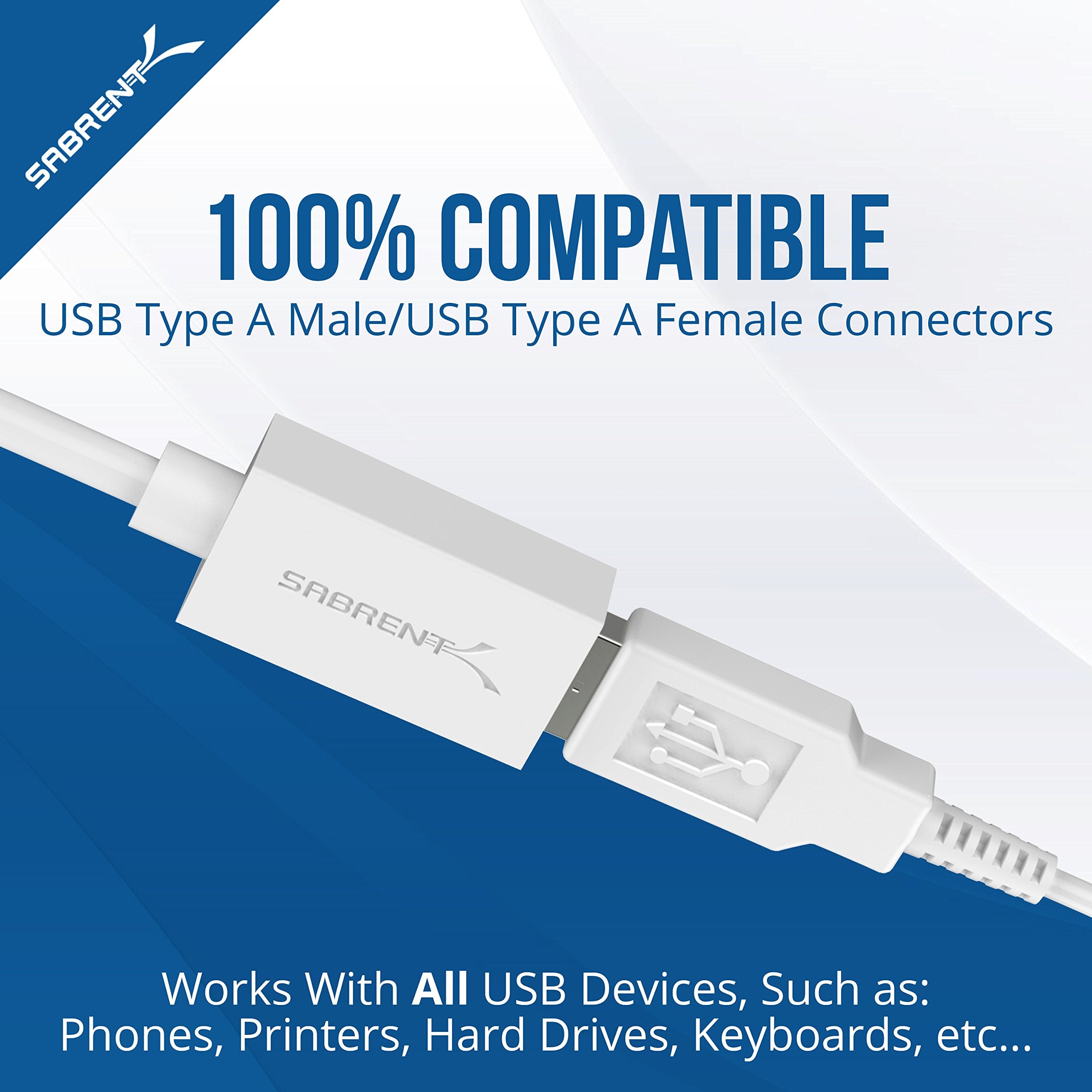 Sabrent 22Awg Usb 3.0 Extension Cable   A Male To A Female [White] 10 Feet (Cb 301W)
