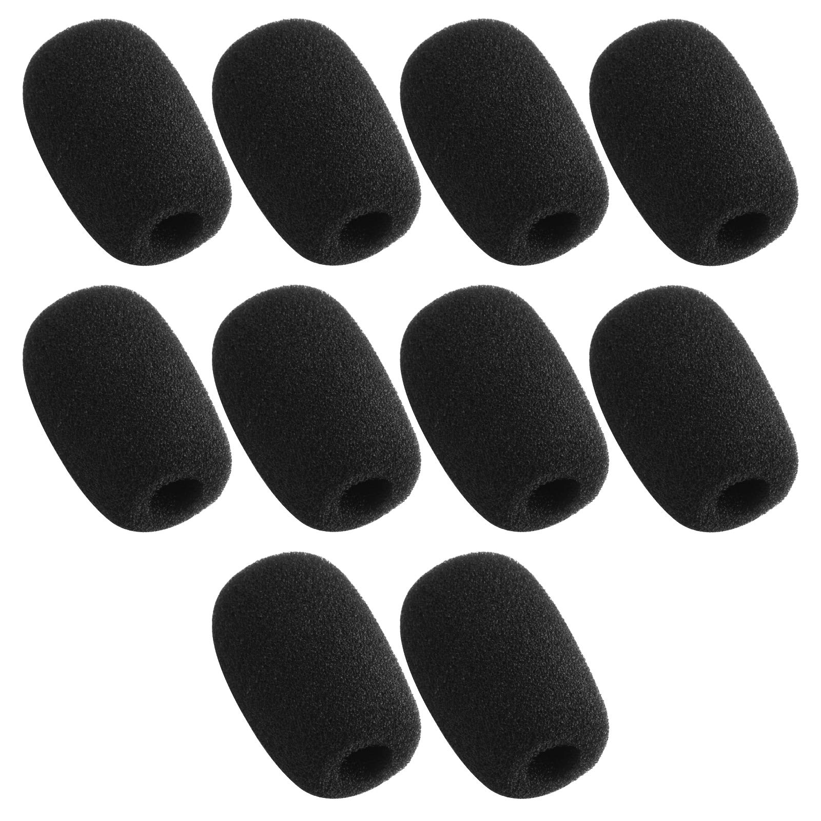 10 Piece Black L 35Mm X D10Mm Mini Microphone Headset Windscreen Foam Mic Cover