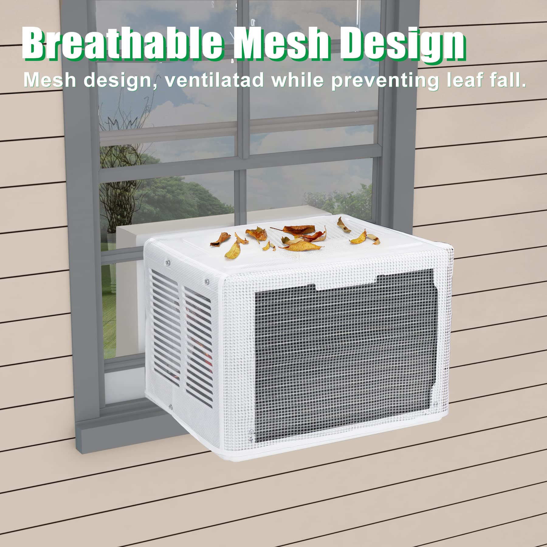 Forestchill Window Air Conditioner Cover For U Shaped Window Ac Unit, Outdoor Full Protection, Debris Leaf Guard Mesh Cover For