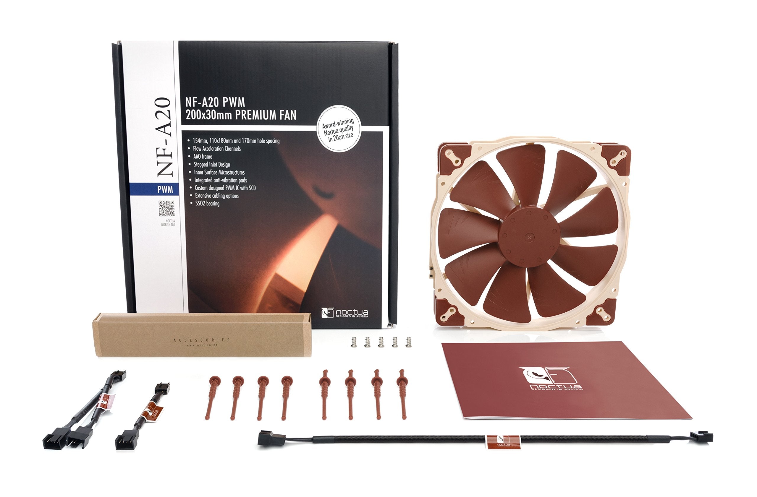 Noctua Nf-A20 Pwm, Premium Quiet Fan, 4-Pin (200X30Mm, Brown)